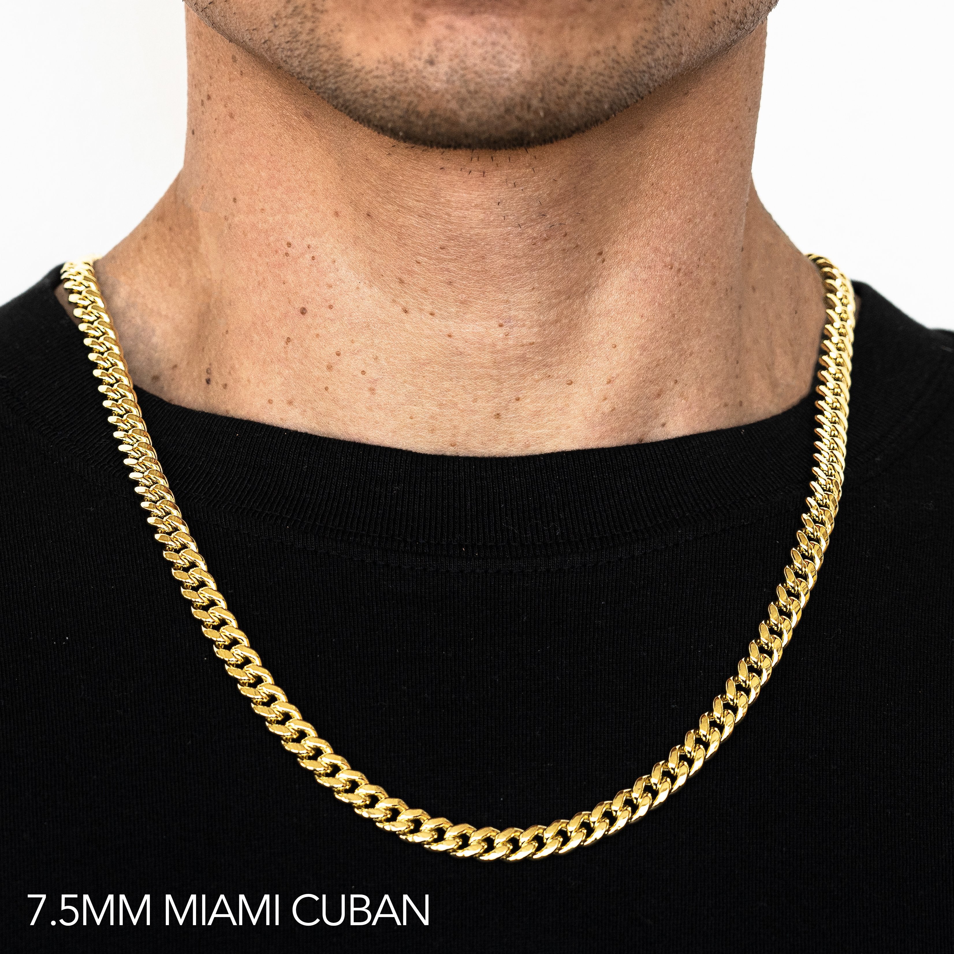 14K Yellow Gold 7.5mm Semi-Solid Miami Cuban Chain