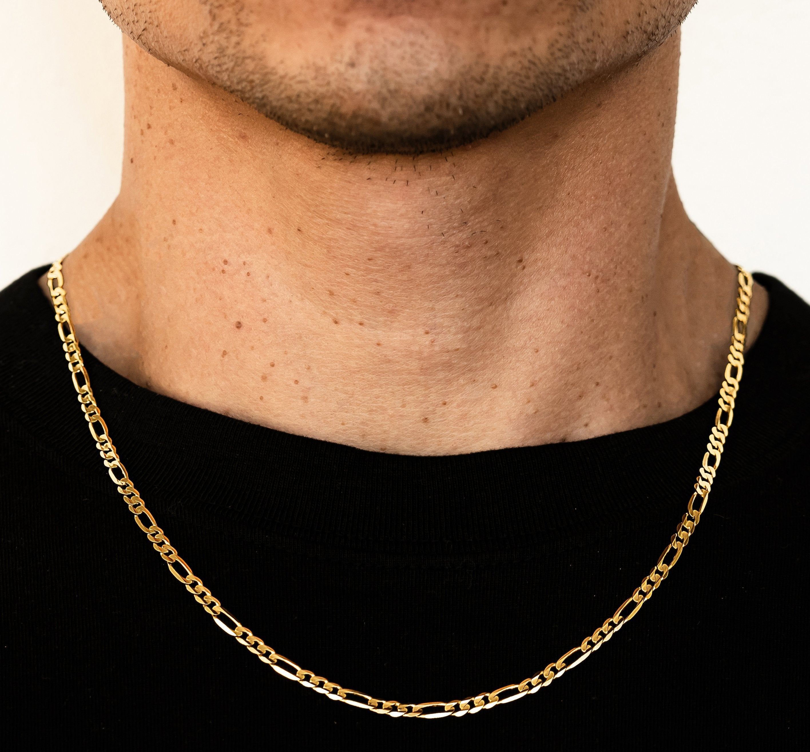 14K Yellow Gold 3mm Figaro Chain