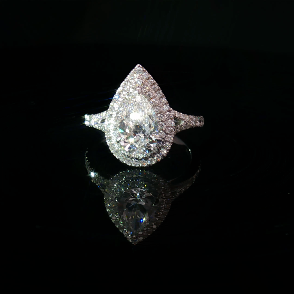14K White Gold Ring With Pear Cut Diamond