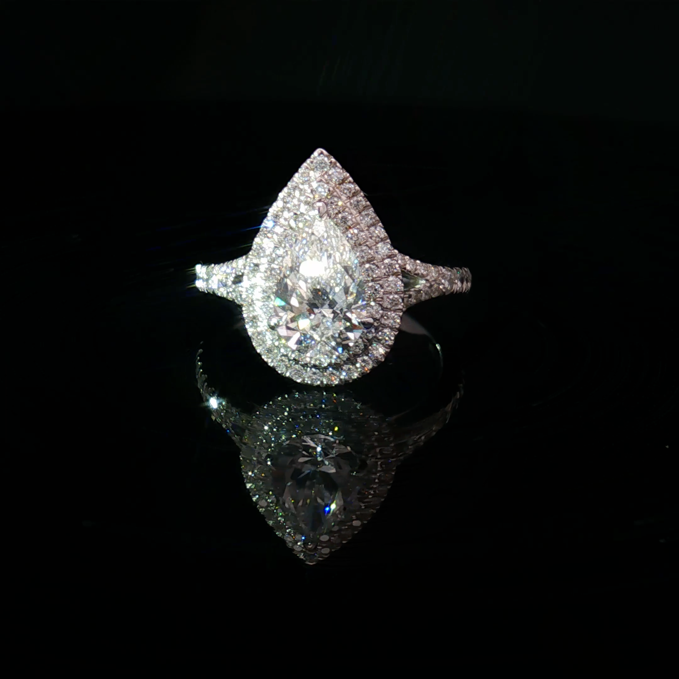 14K White Gold Ring With Pear Cut Diamond