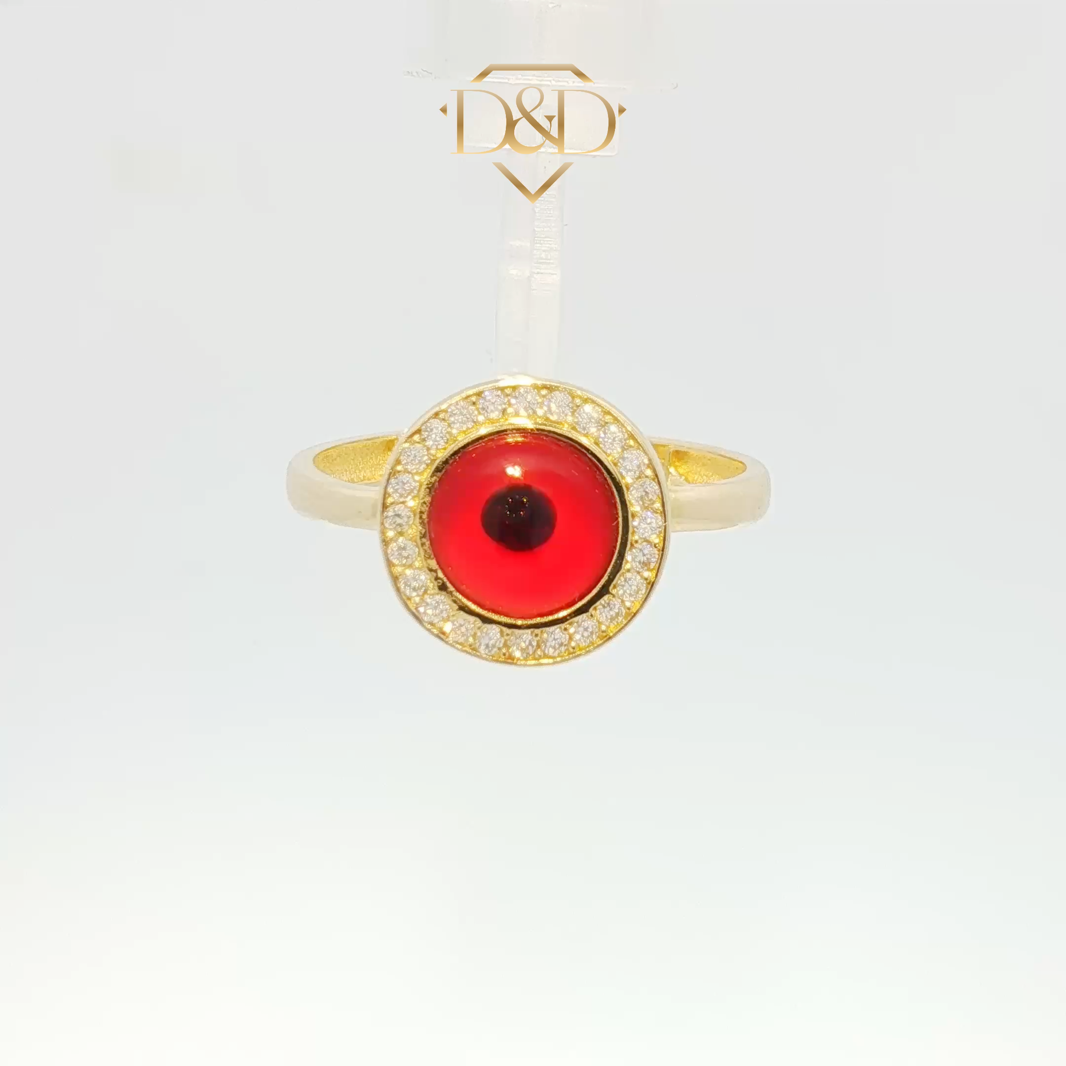 14K Red evel eye Ring with CZ