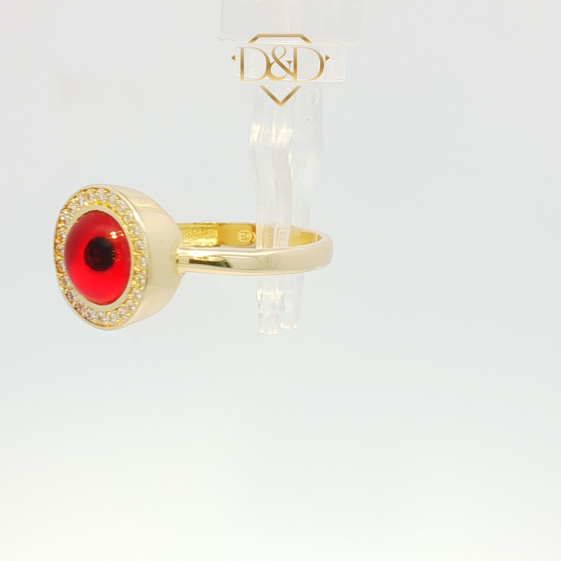 14K Red evel eye Ring with CZ
