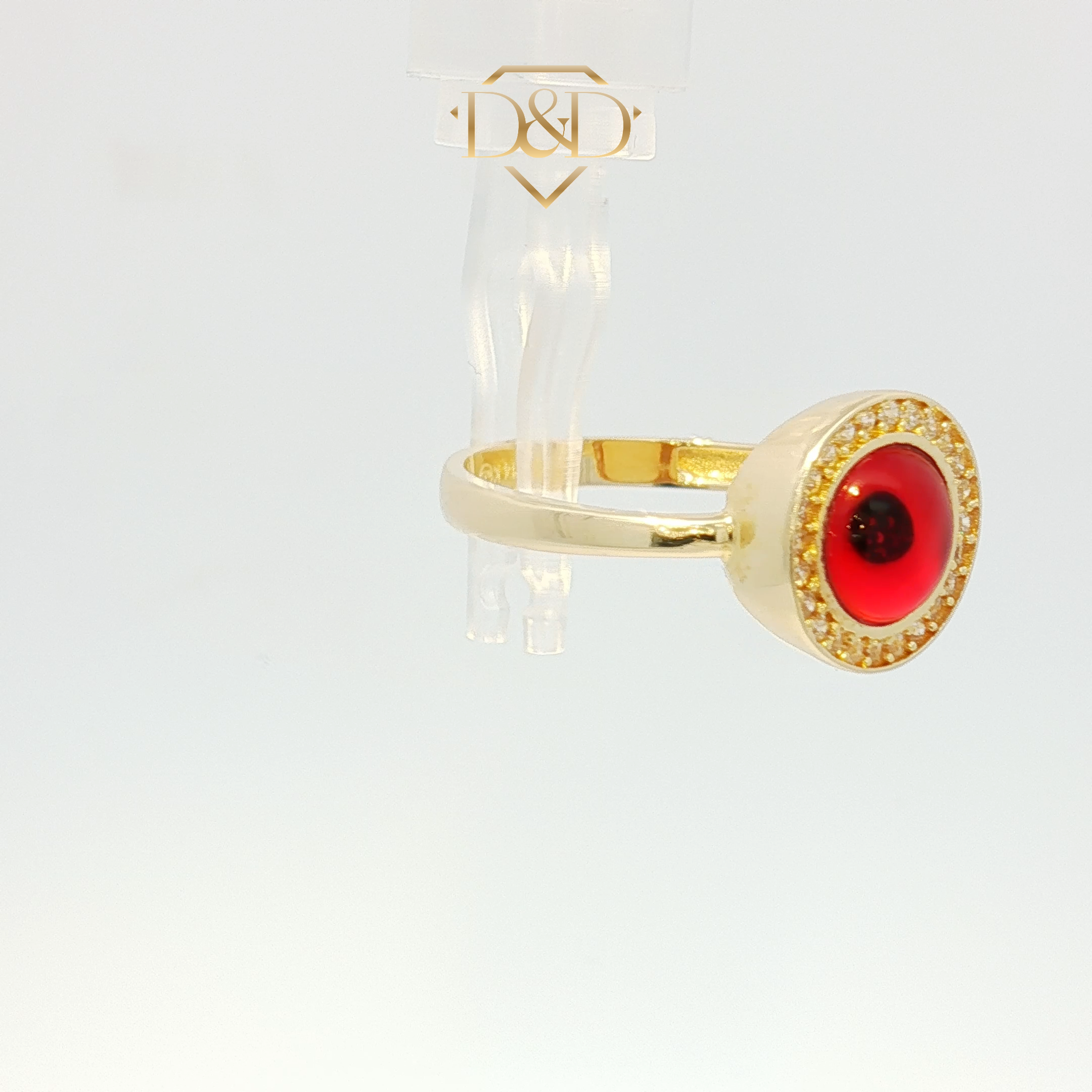 14K Red evel eye Ring with CZ