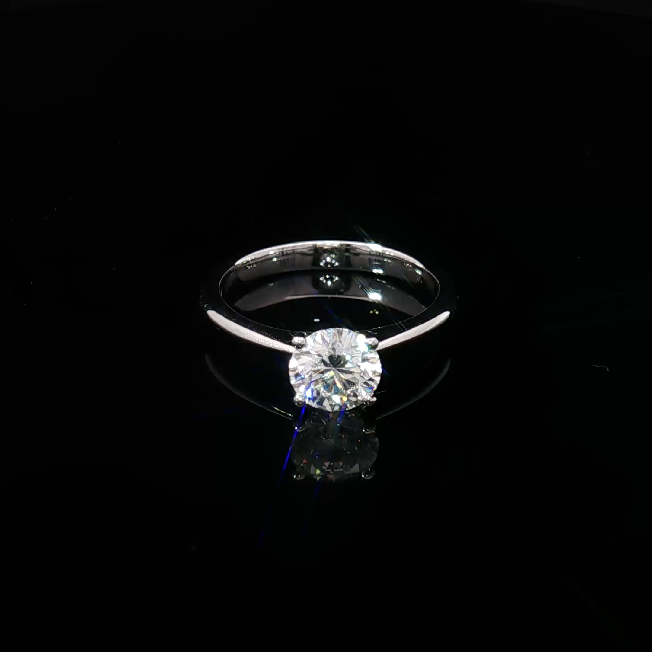 14K White Gold Solitaire Ring with Round Brilliant Cut Diamond