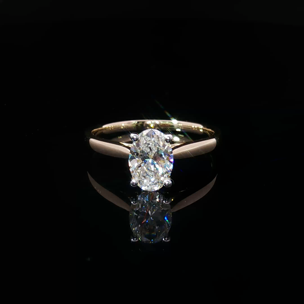 14K Yellow Gold Solitaire Ring Oval Cut Diamond