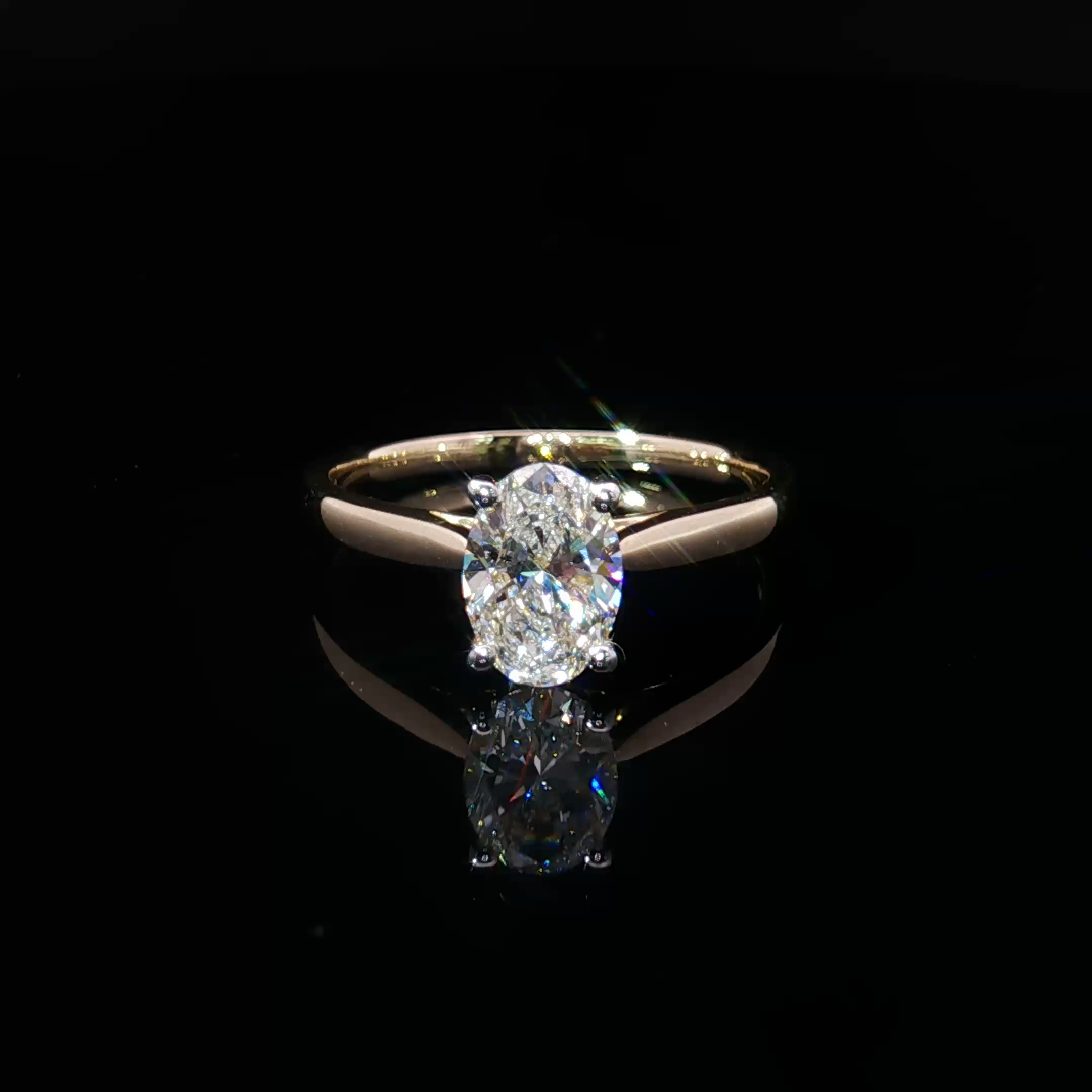 14K Yellow Gold Solitaire Ring Oval Cut Diamond