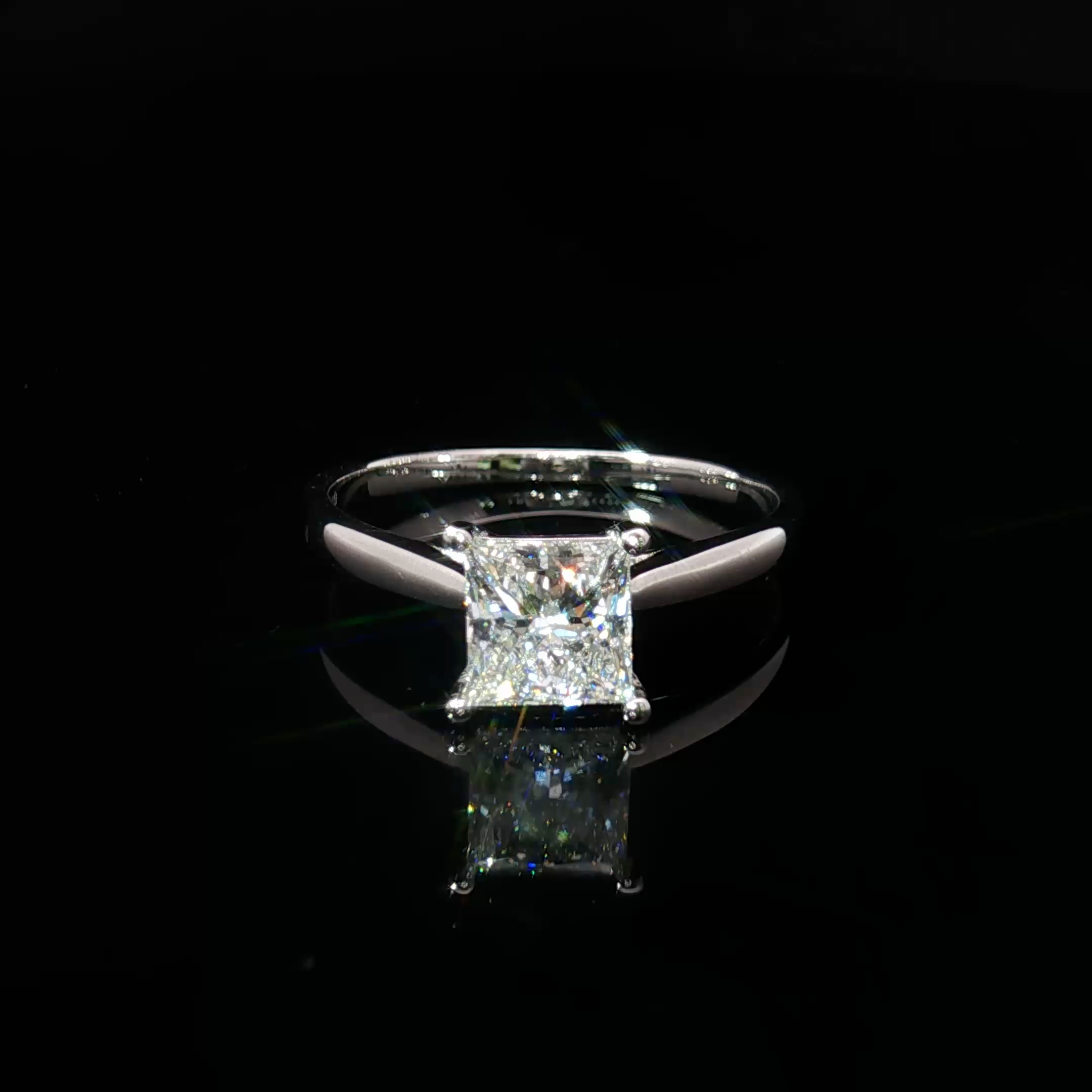 14k White Gold Solitaire Ring With Princess Cut Diamond