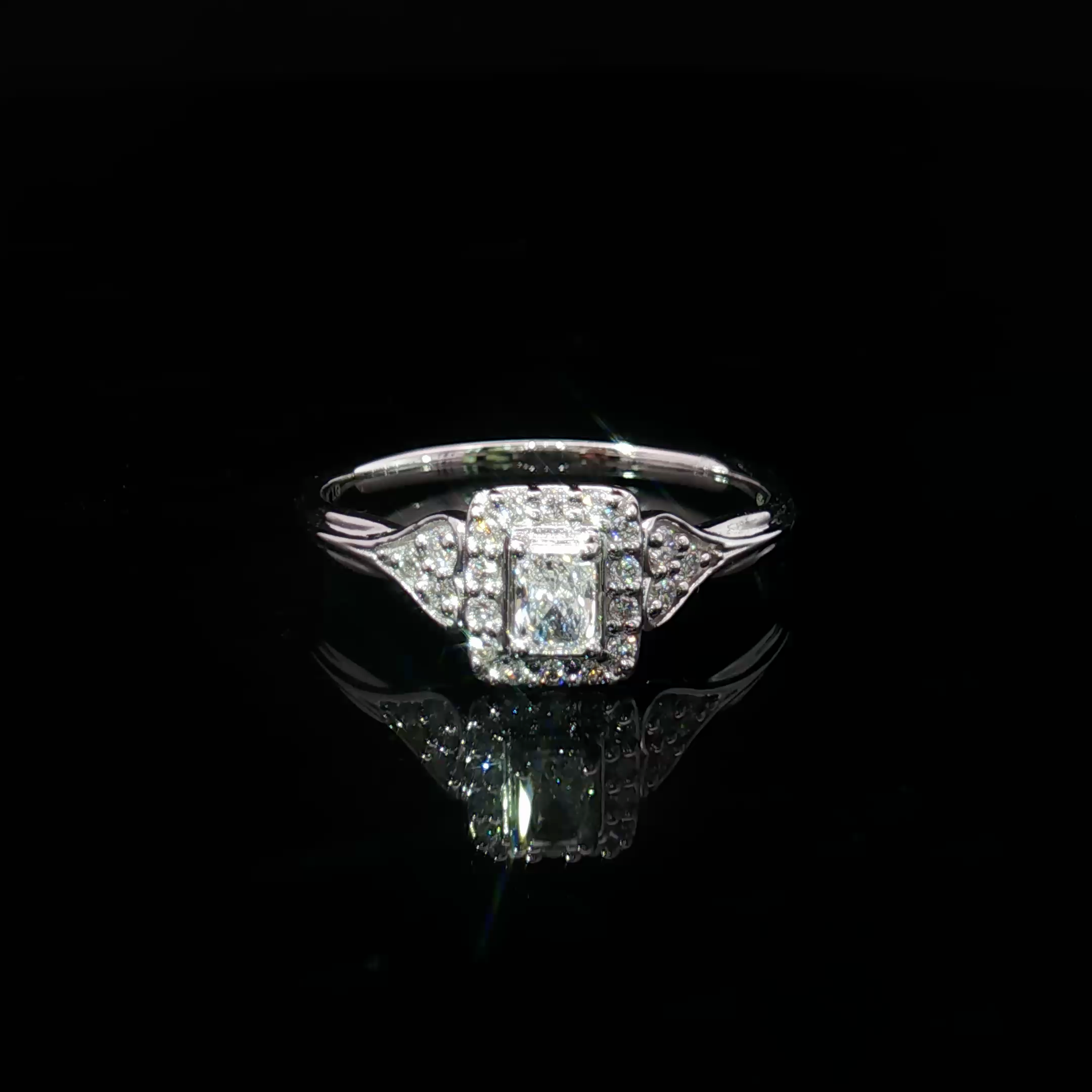 14K White Gold Emerald Cut Diamond Multi-Stone Ring