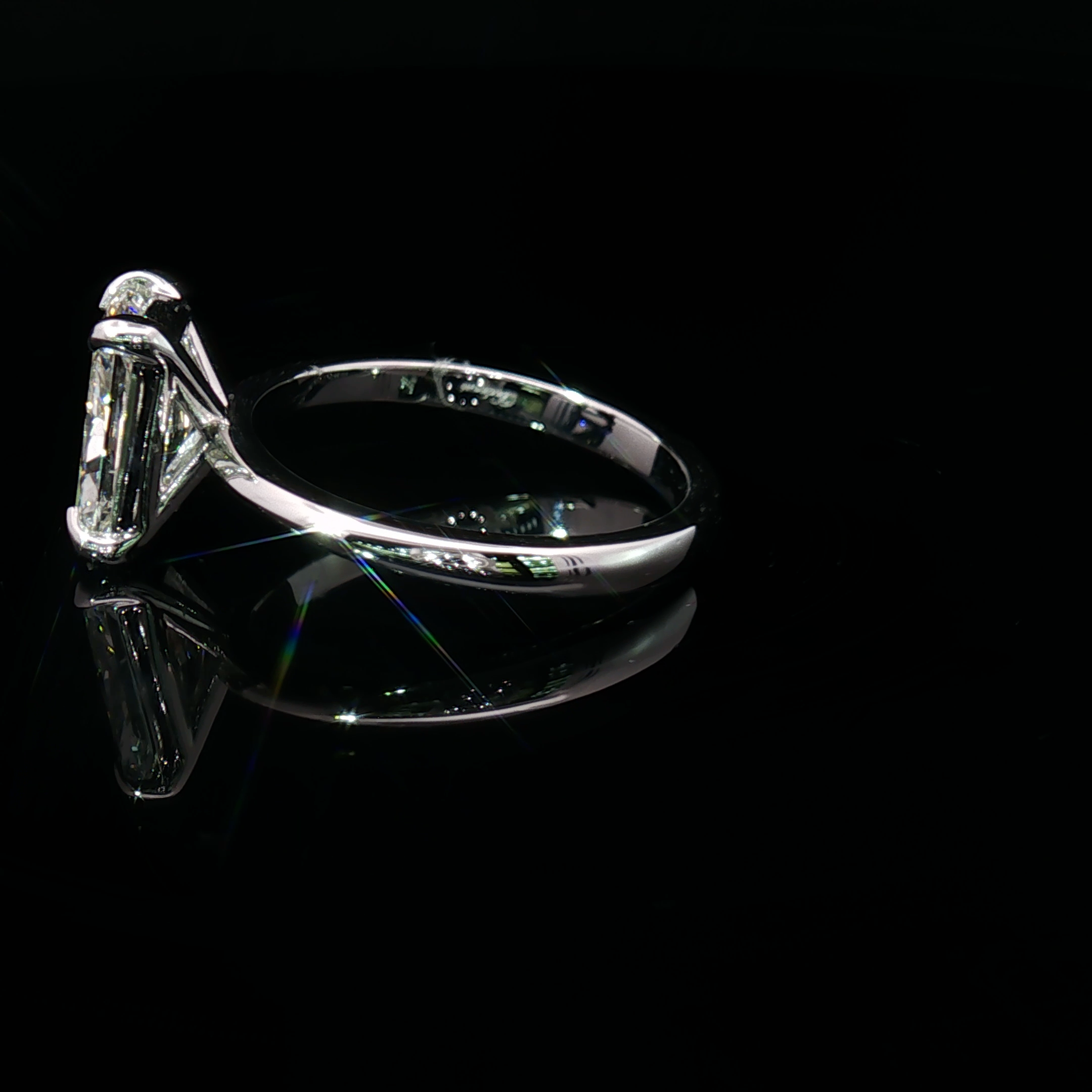 14K White Gold Solitaire Ring with Radiant Cut Diamond