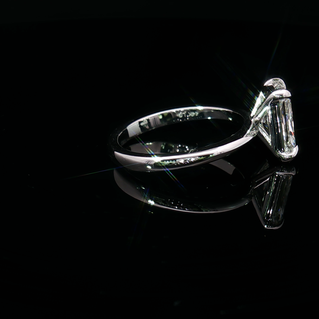 14K White Gold Solitaire Ring with Radiant Cut Diamond