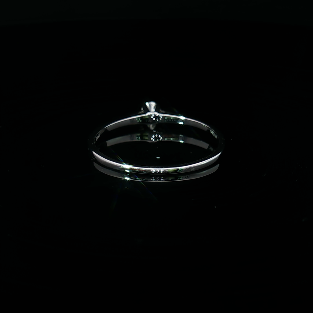 14K White Gold Solitaire Ring with Round Brilliant Diamond