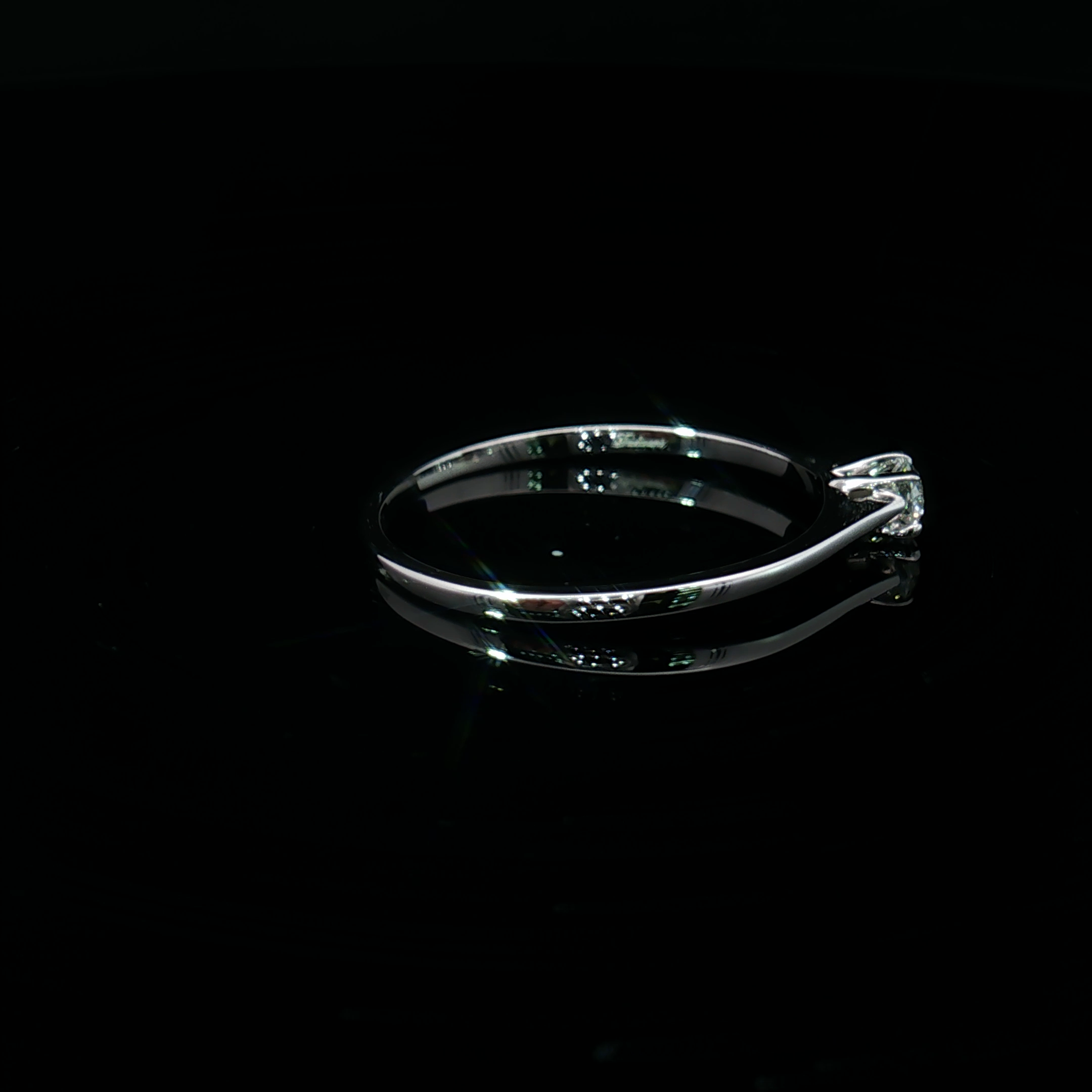 14K White Gold Solitaire Ring with Round Brilliant Diamond