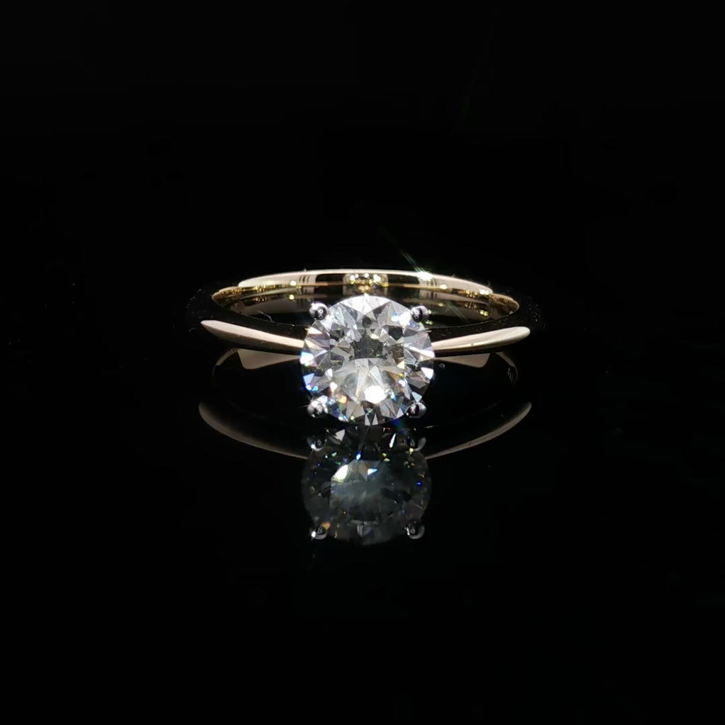 14K Solitaire Ring with Round Cut Diamond