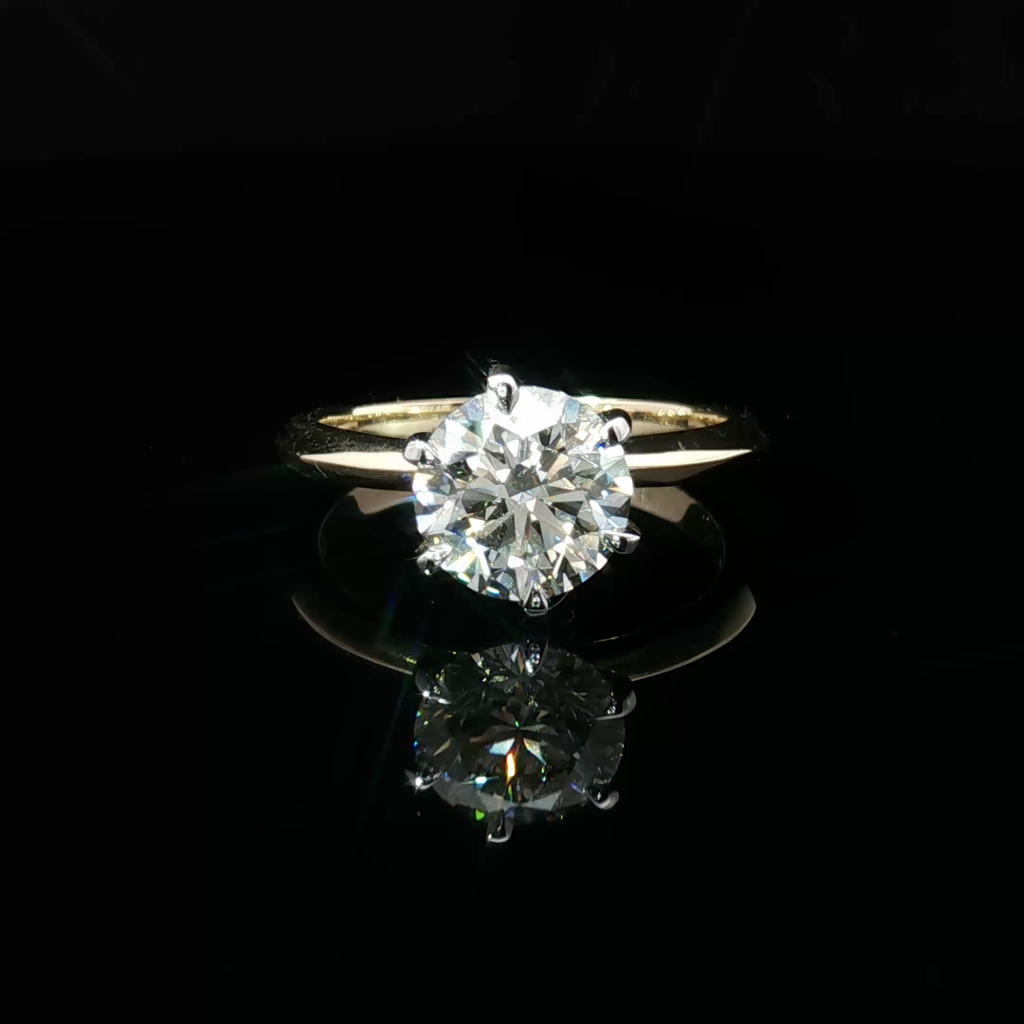 14k Solitaire Ring with Round Cut Diamond