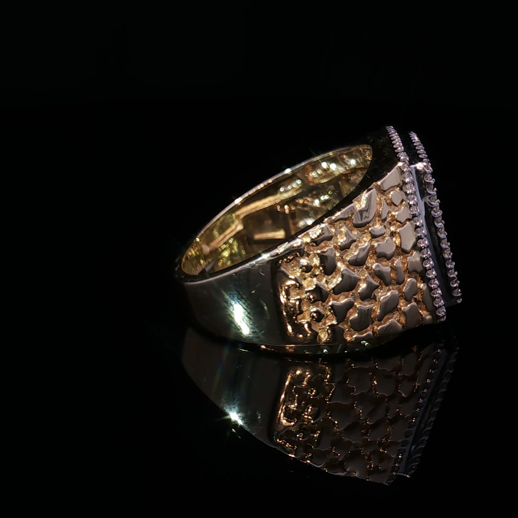 10k Nugget Ring with Natural Round Brilliant Diamonds