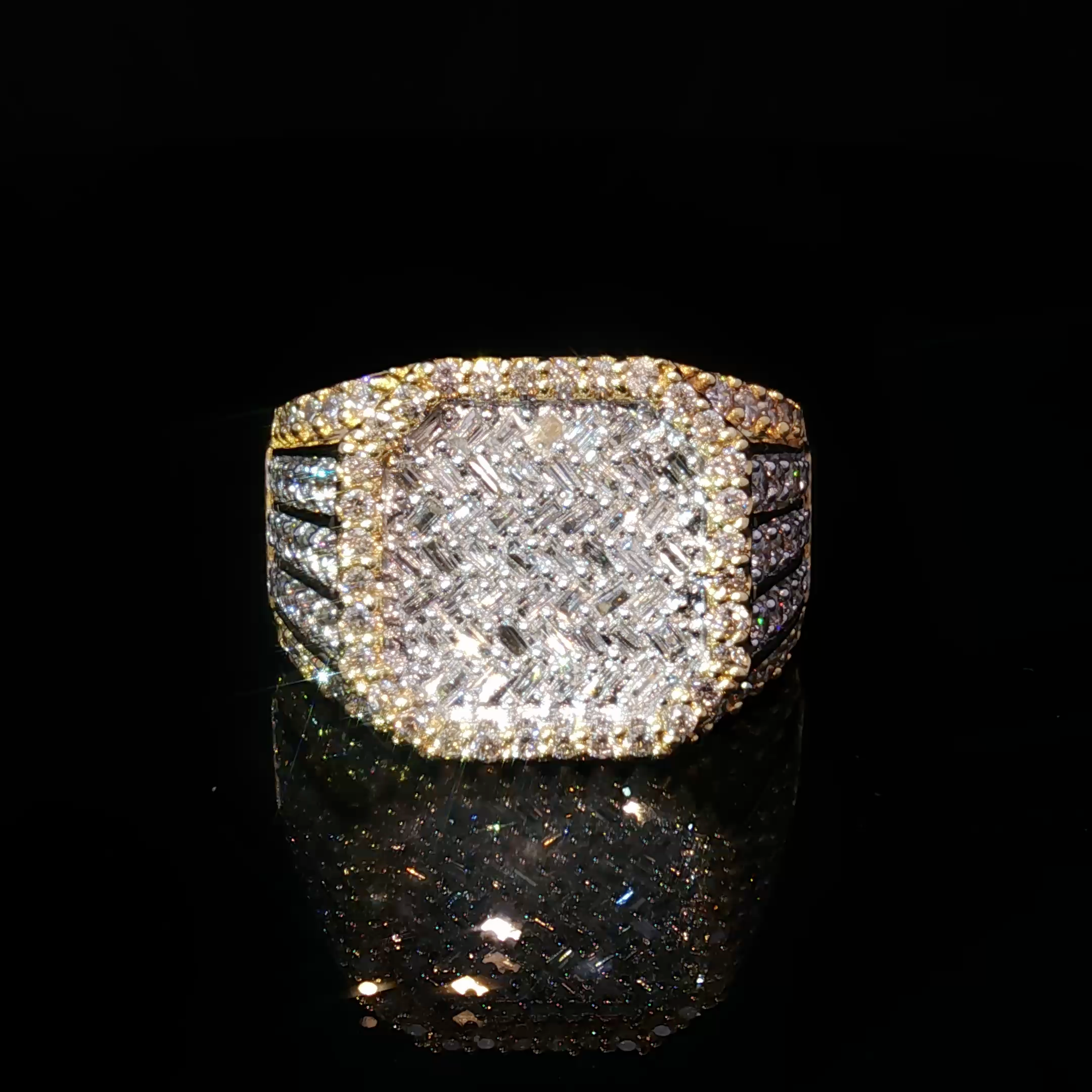 10K Multistone Diamond Ring with Square Brilliant Cut