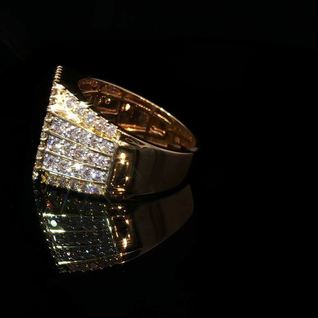 10K Multistone Diamond Ring with Square Brilliant Cut