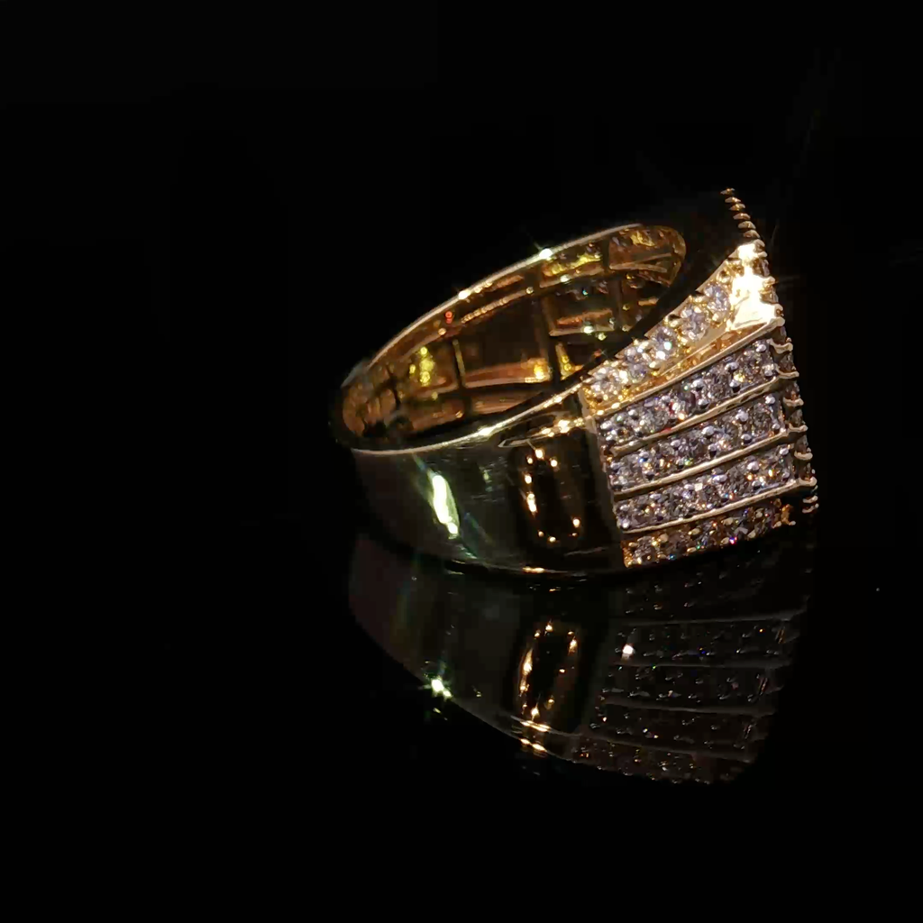 10K Multistone Diamond Ring with Square Brilliant Cut