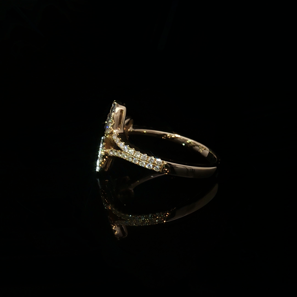 14K Yellow Gold Multi stone Ring with Heart Cut Diamonds