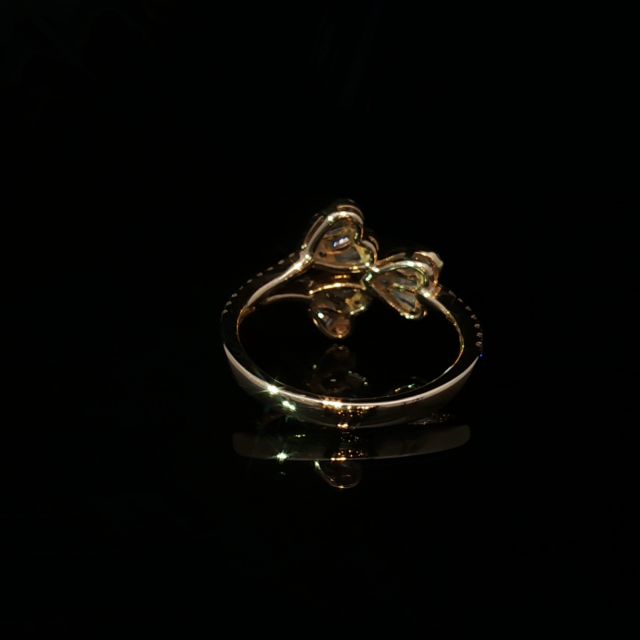 14K Yellow Gold Multi stone Ring with Heart Cut Diamonds