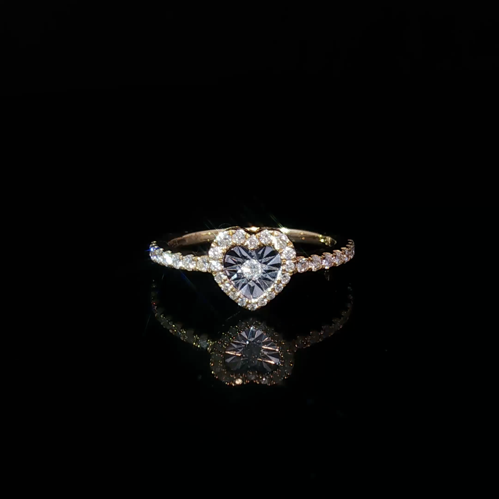 14K Yellow Gold Multistone Ring with Heart Shaped Diamond