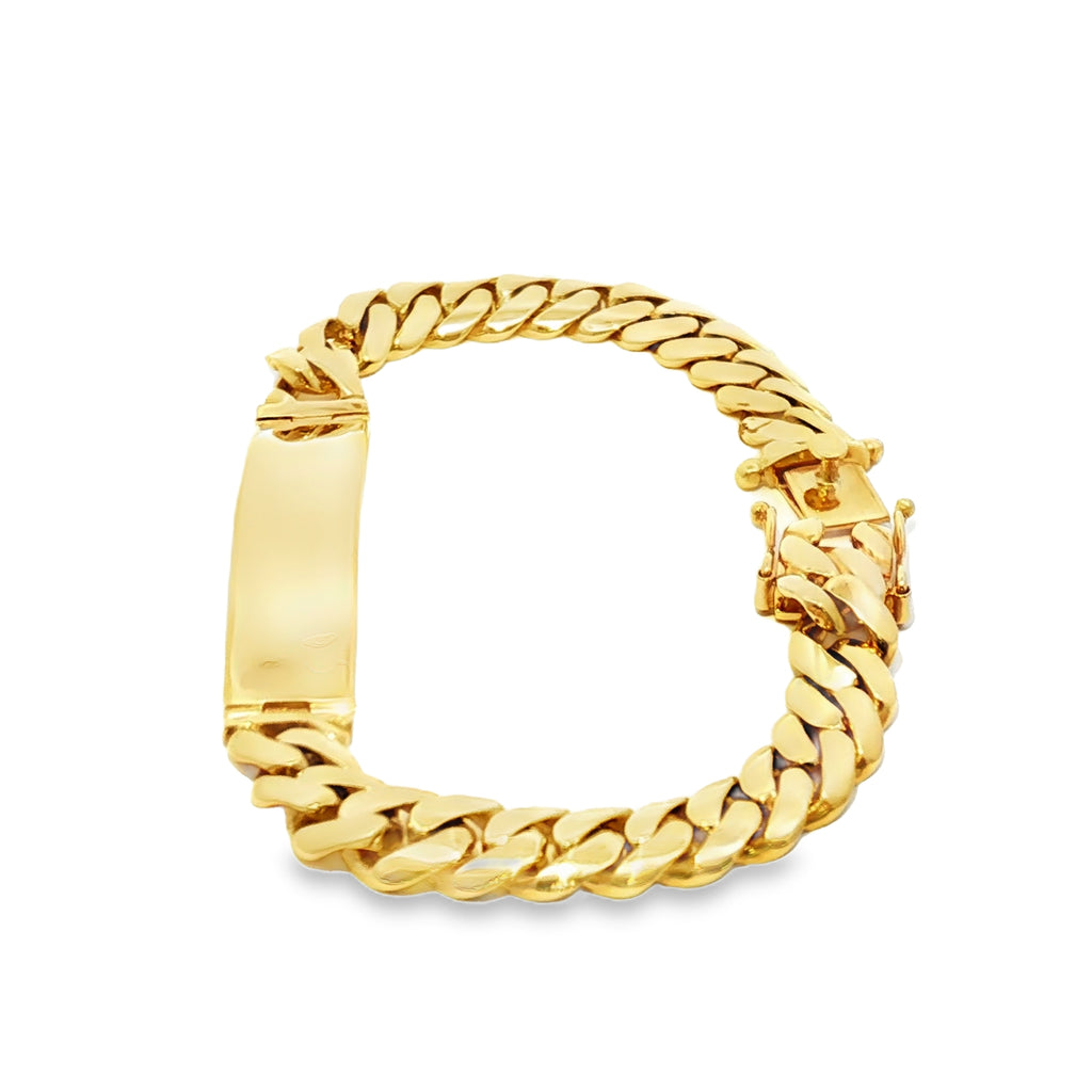 14K Gold Solid Miami Cuban ID Bracelet 10mm