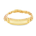 14K Gold Hollow Chino Link ID Bracelet with Greek Design 11mm
