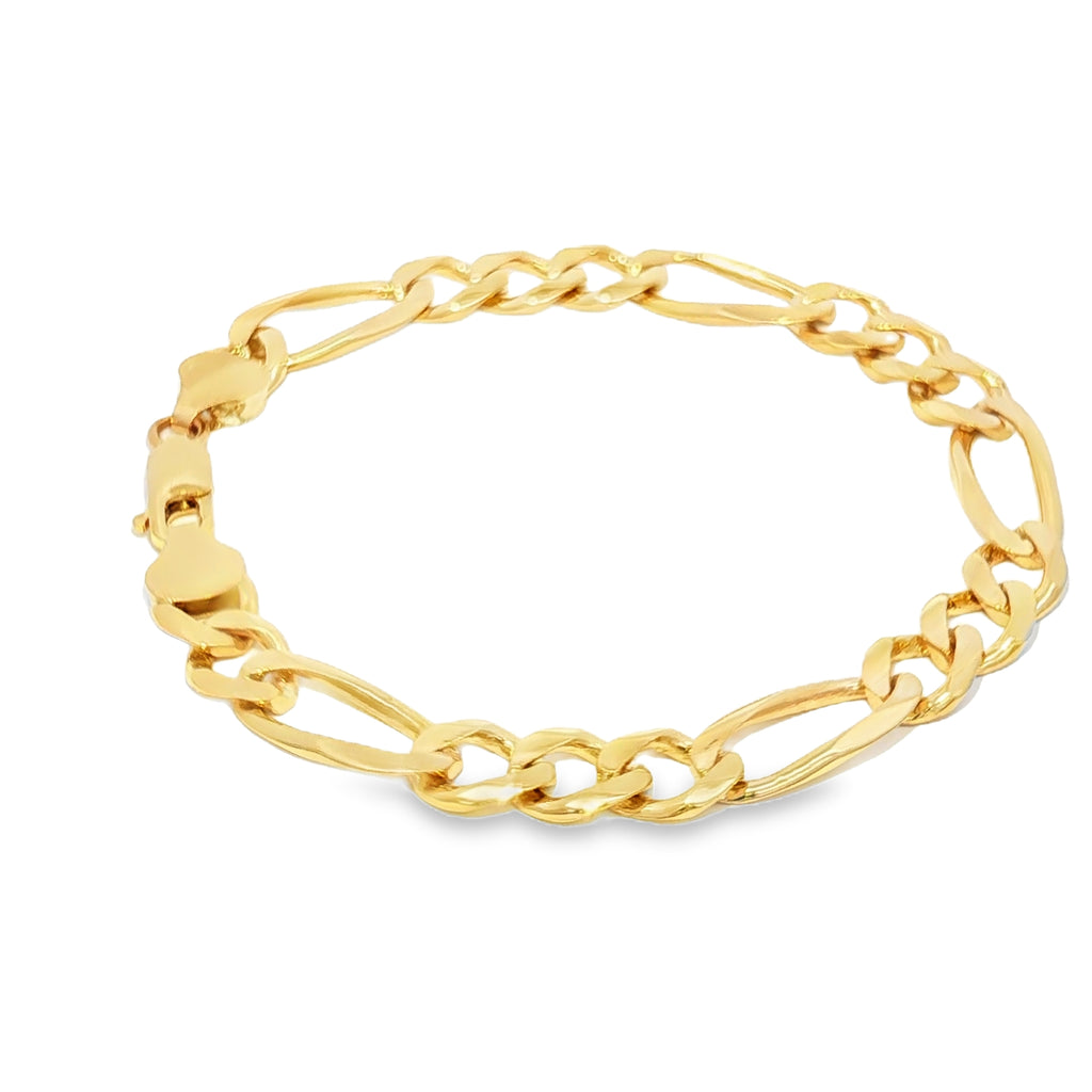 14K Gold Figaro Link Bracelet 8.5mm