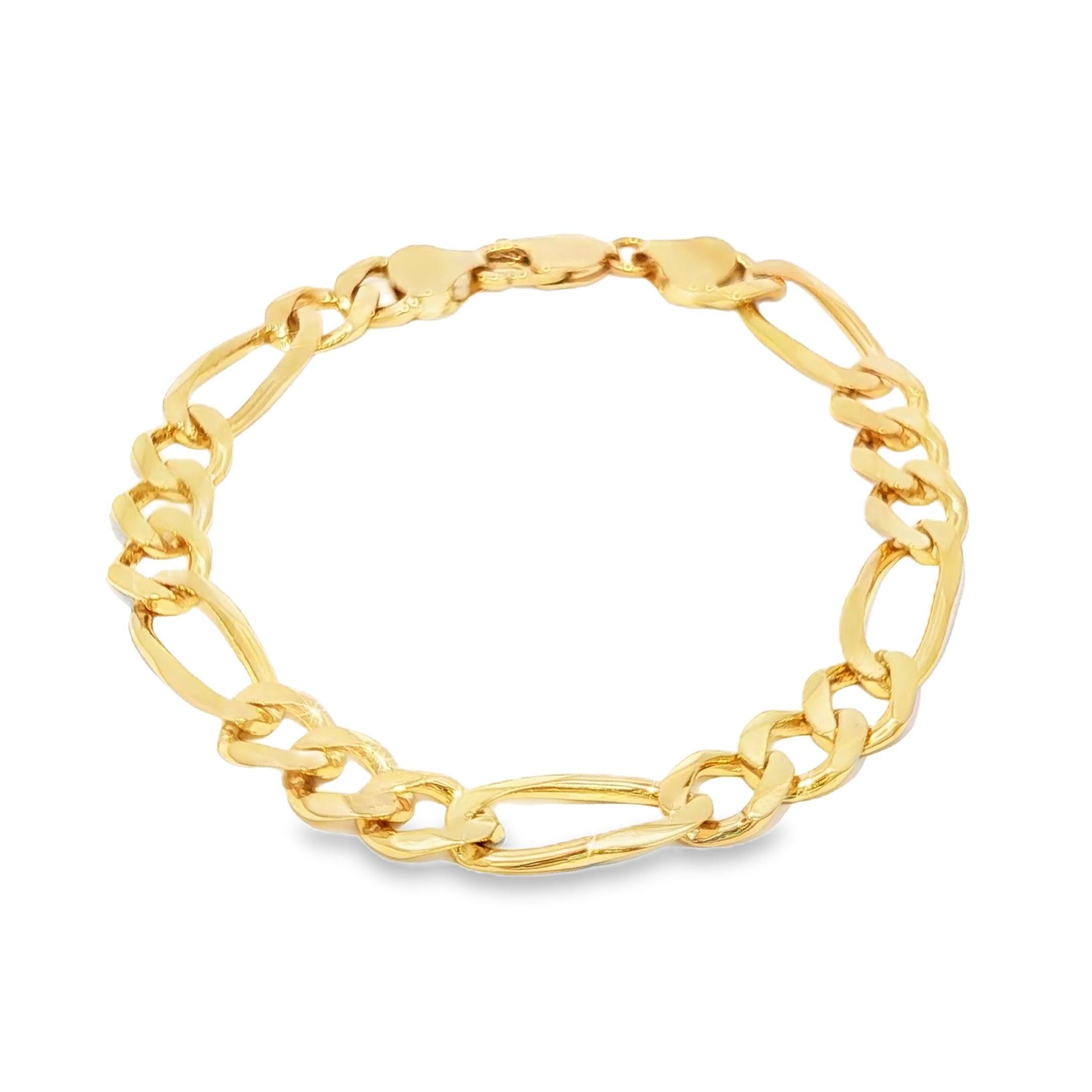 14K Gold Figaro Link Bracelet 8.5mm