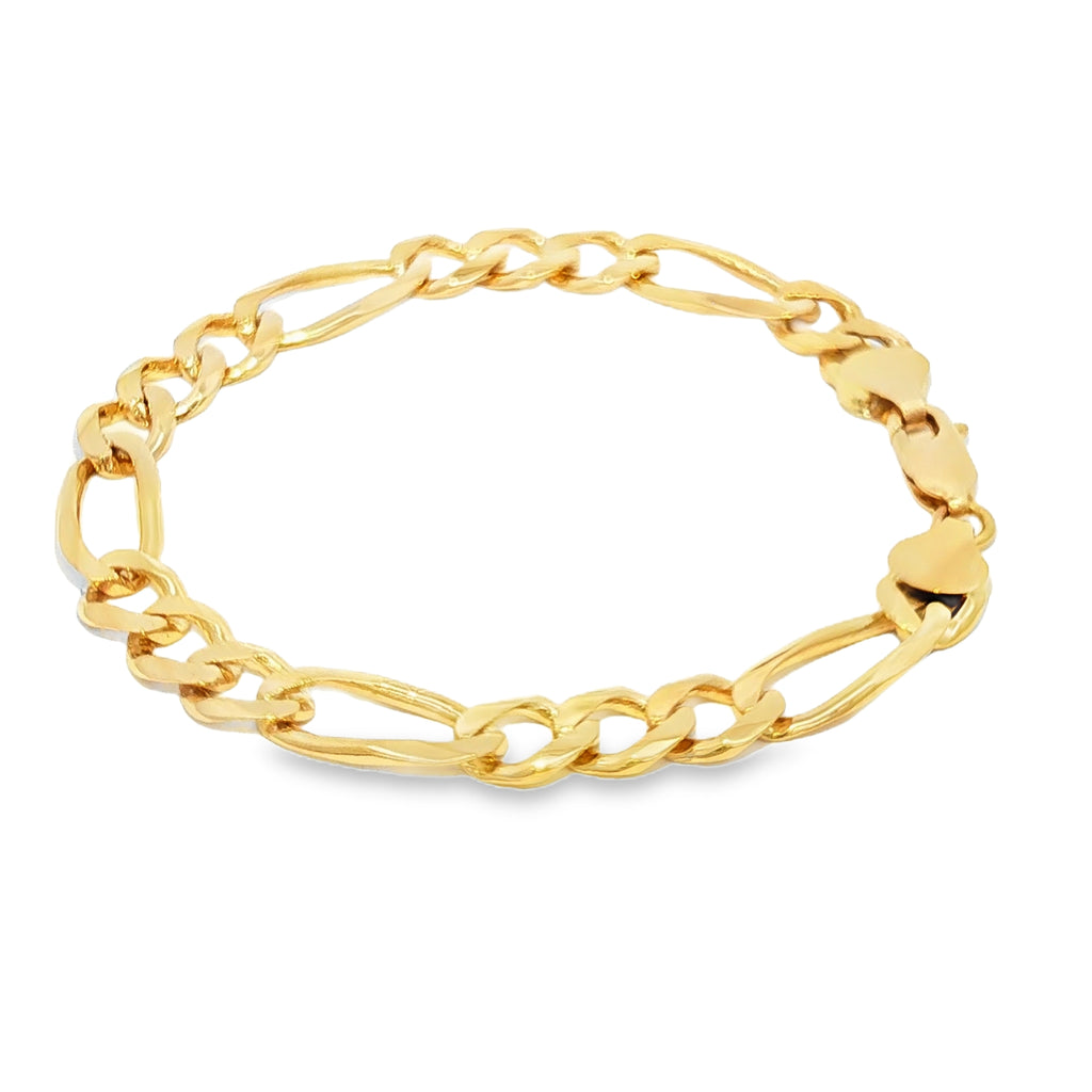 14K Gold Figaro Link Bracelet 8.5mm