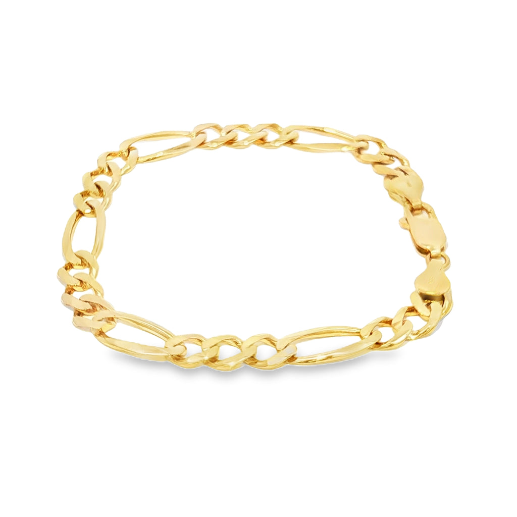 14k Gold Solid Figaro link Bracelet 7mm