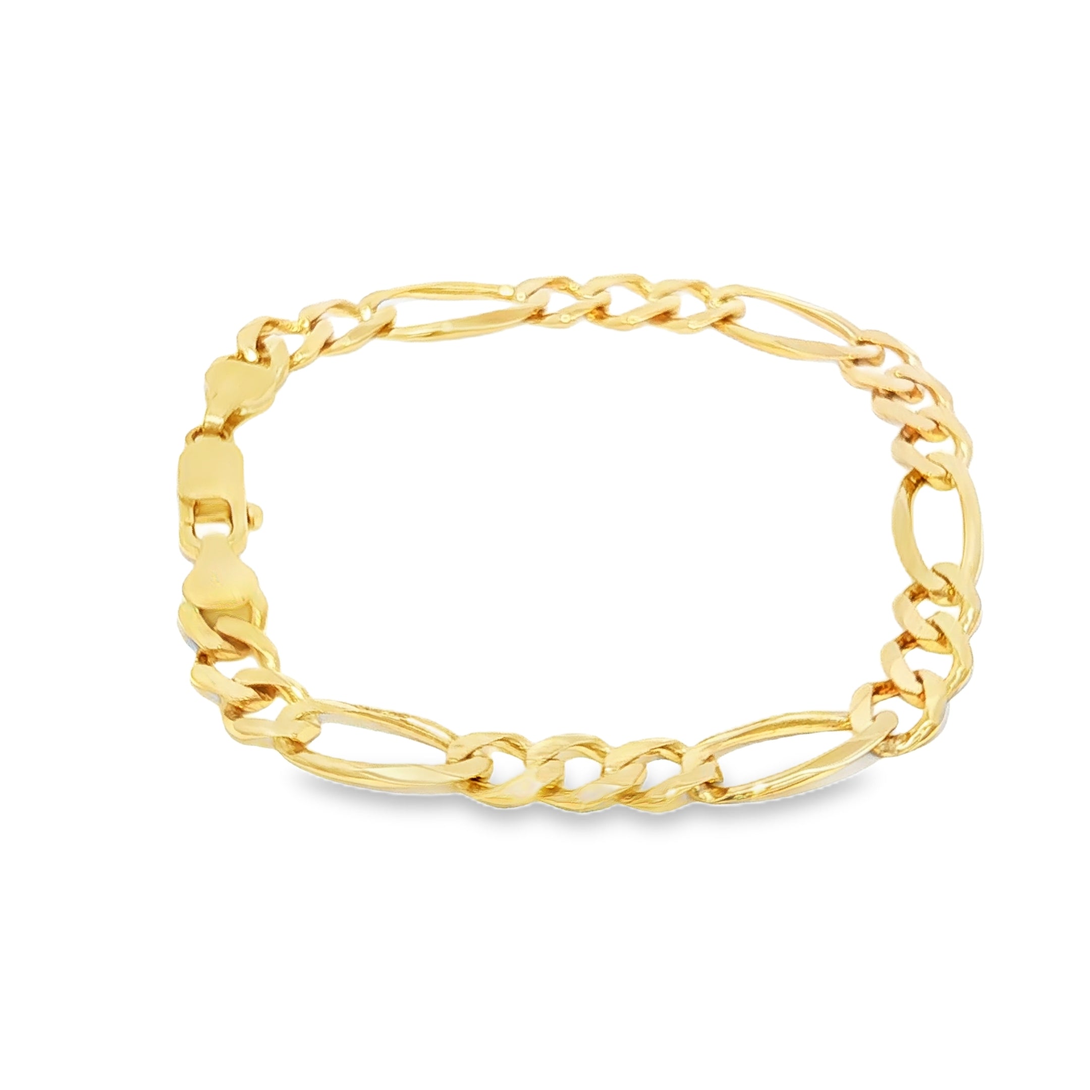 14k Gold Solid Figaro link Bracelet 7mm