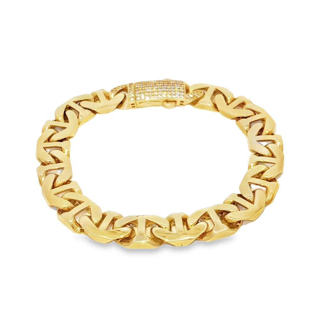 14k Gold Hollow Mariner Bracelet 9mm.