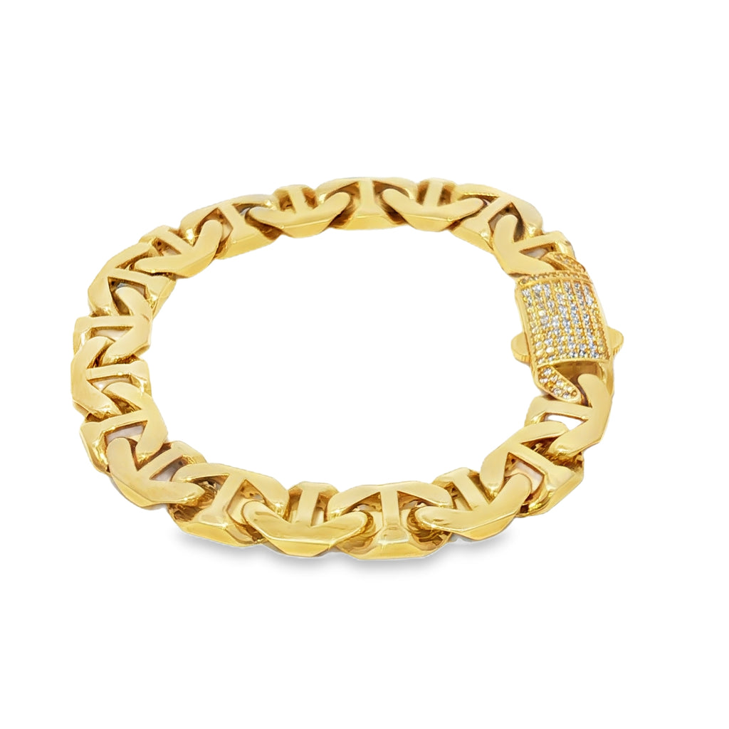 14k Gold Hollow Mariner Bracelet 9mm.
