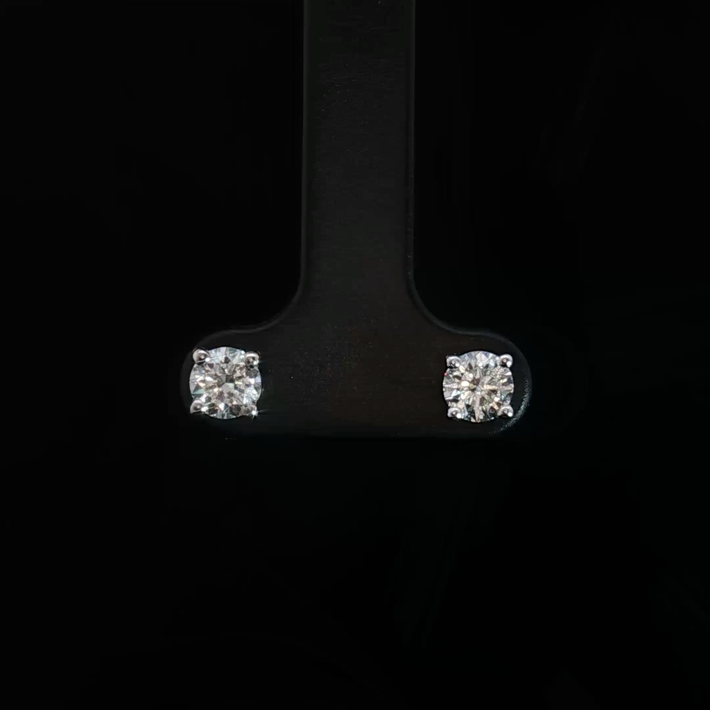 14k White Gold Stud Earrings with Round Brilliant Cut Natural  Diamonds 5mm