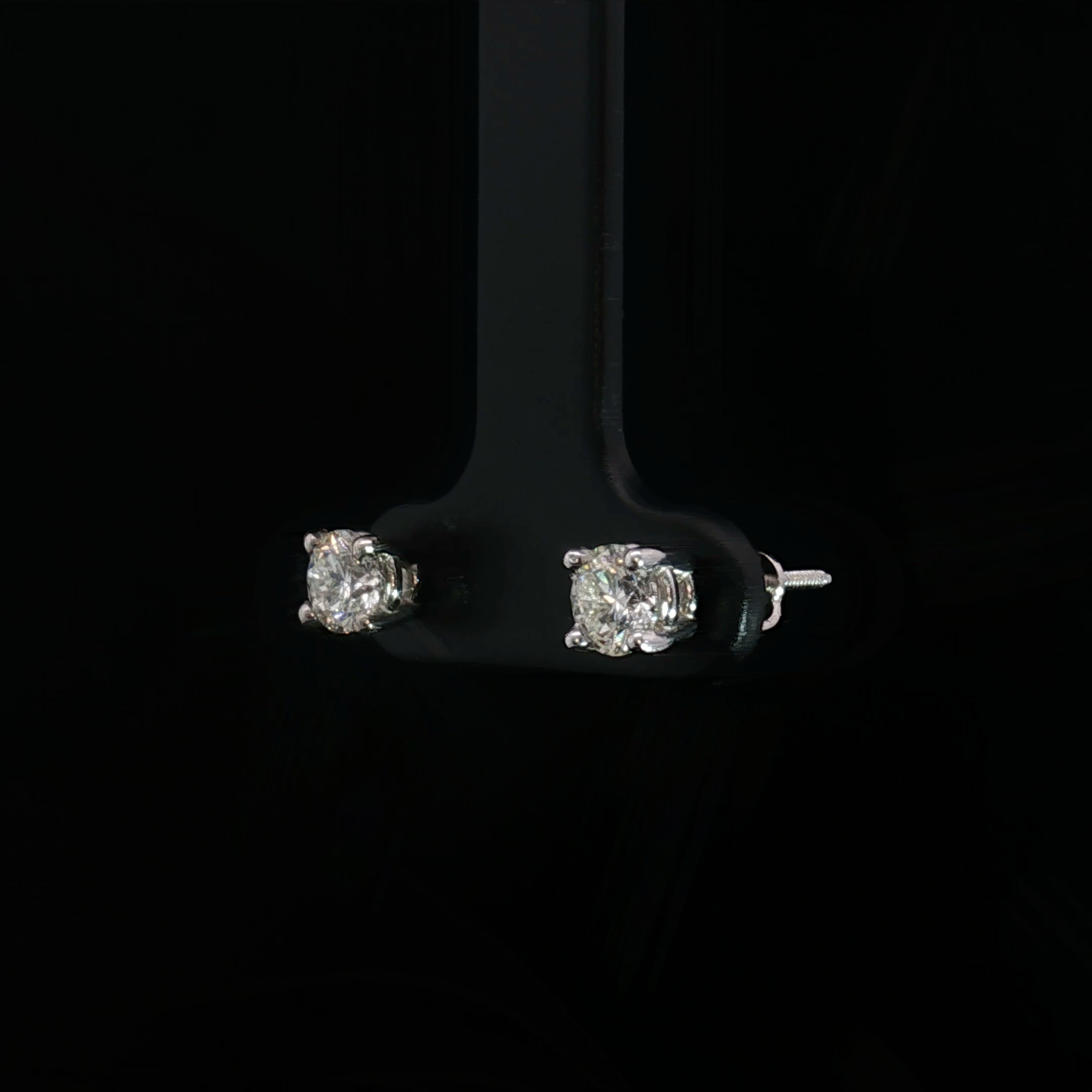 14k White Gold Stud Earrings with Round Brilliant Cut Natural  Diamonds 5mm