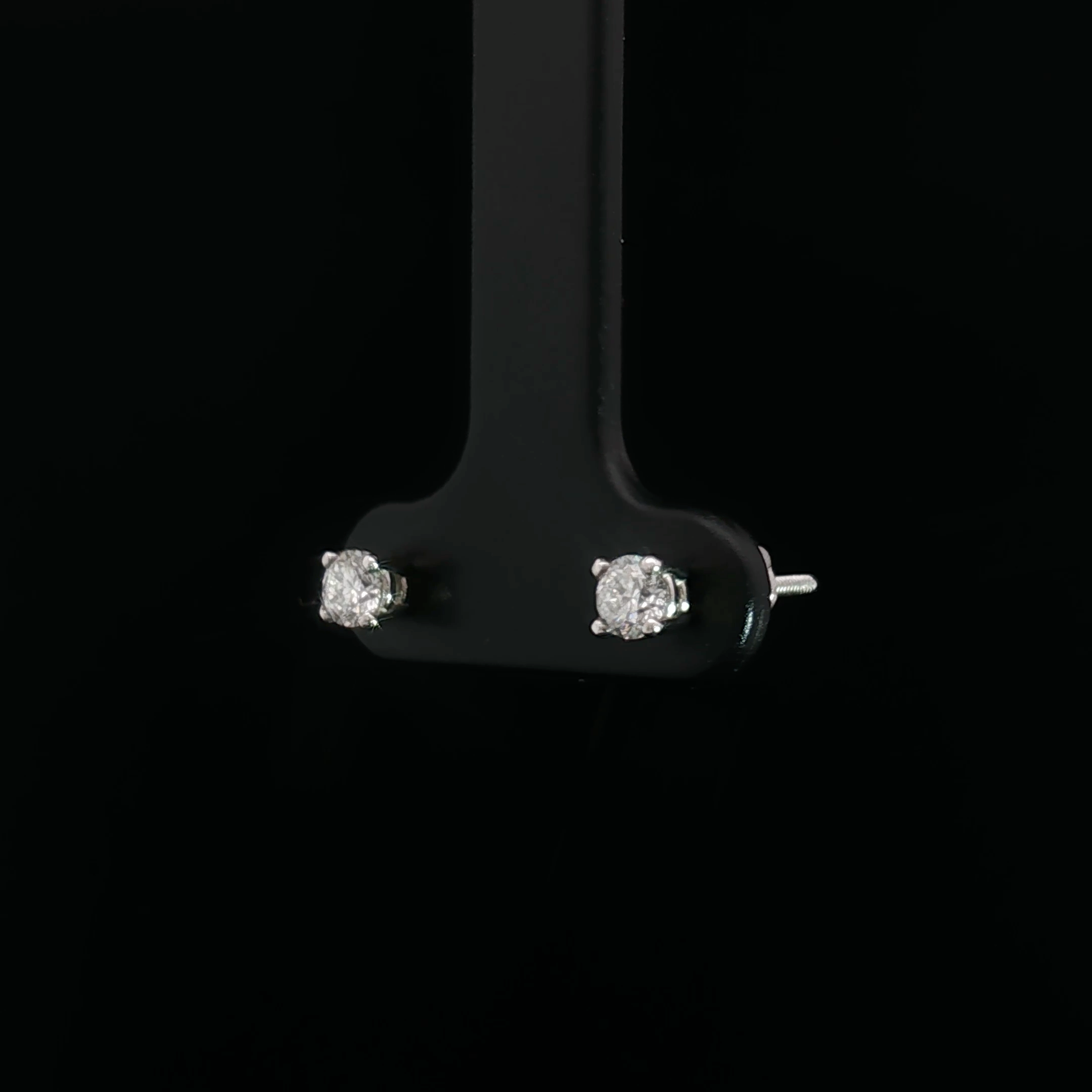 14k White Gold Round Cut Natrual Diamond Stud Earrings 3.5mm