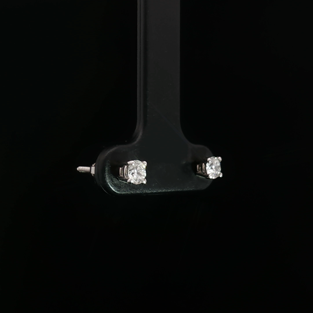 14k White Gold Round Cut Natrual Diamond Stud Earrings 3.5mm