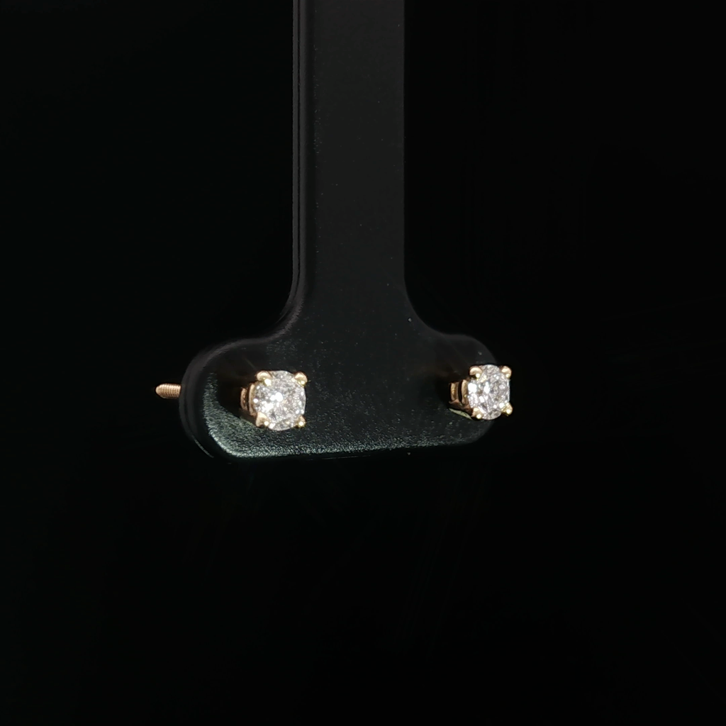 14k Earrings Round Cut Diamond Stud