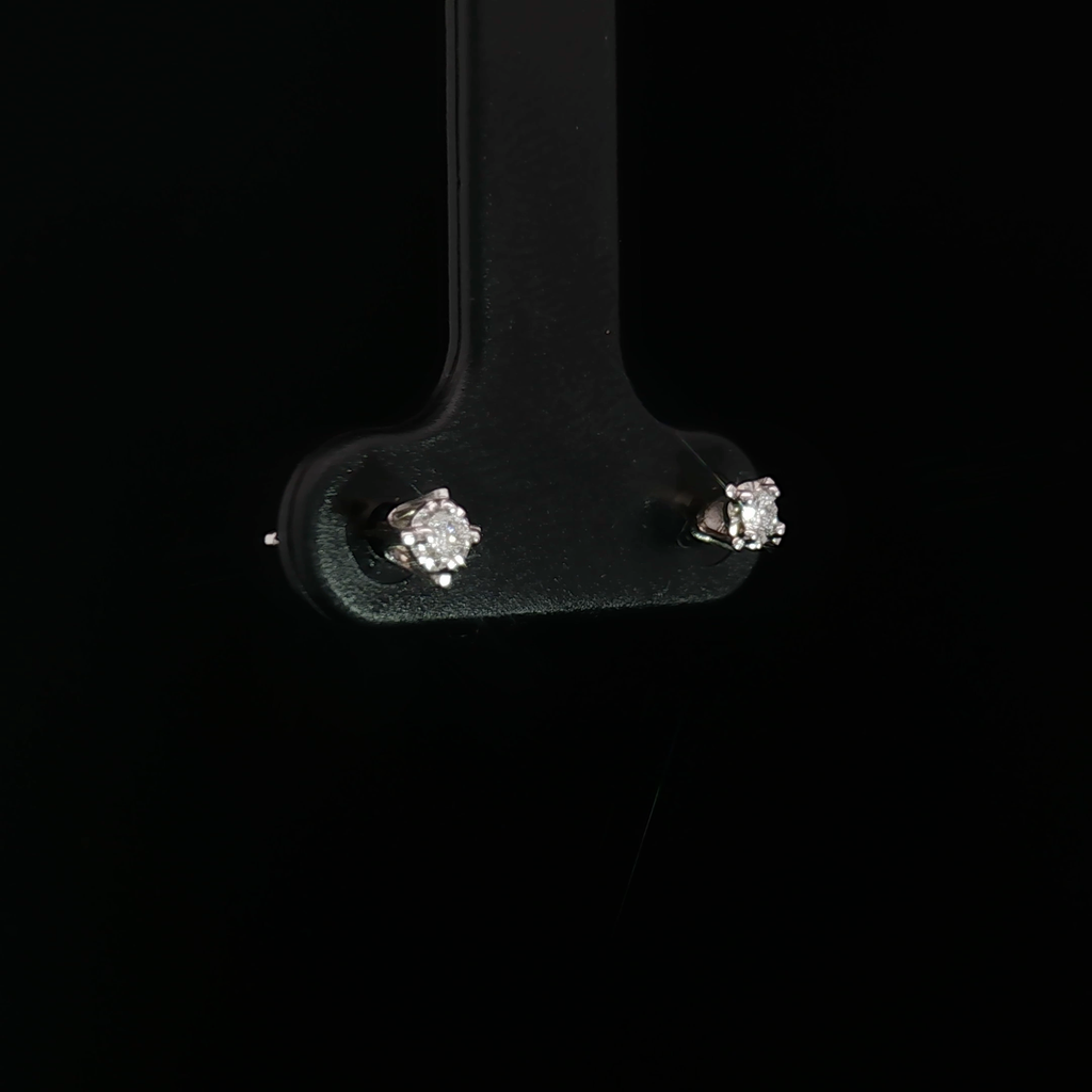 14k White Gold Stud Earrings with Natural Round Brilliant Diamonds 3mm