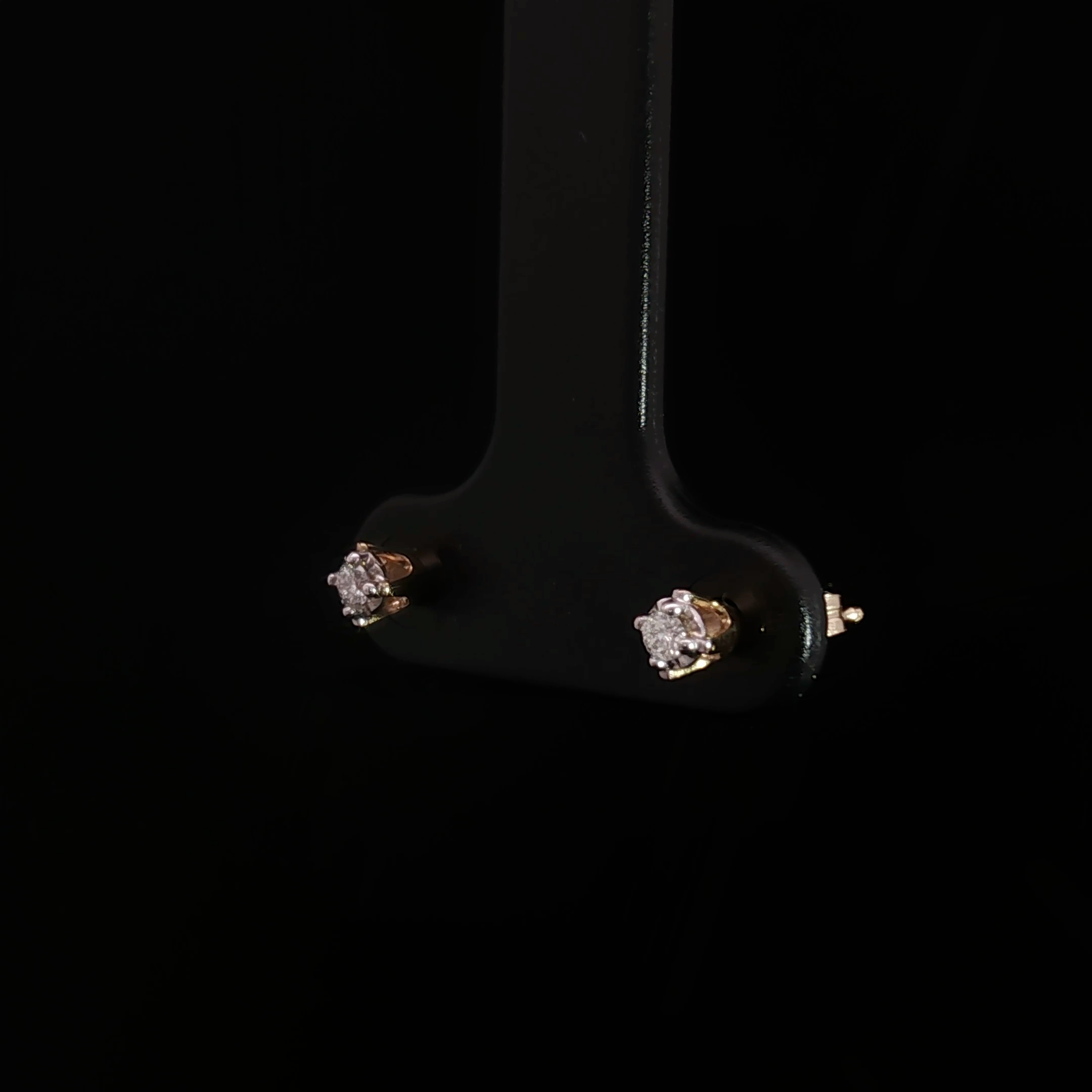 14k Yellow Gold Brilliant Cut Natural Diamond Stud Earrings 3mm