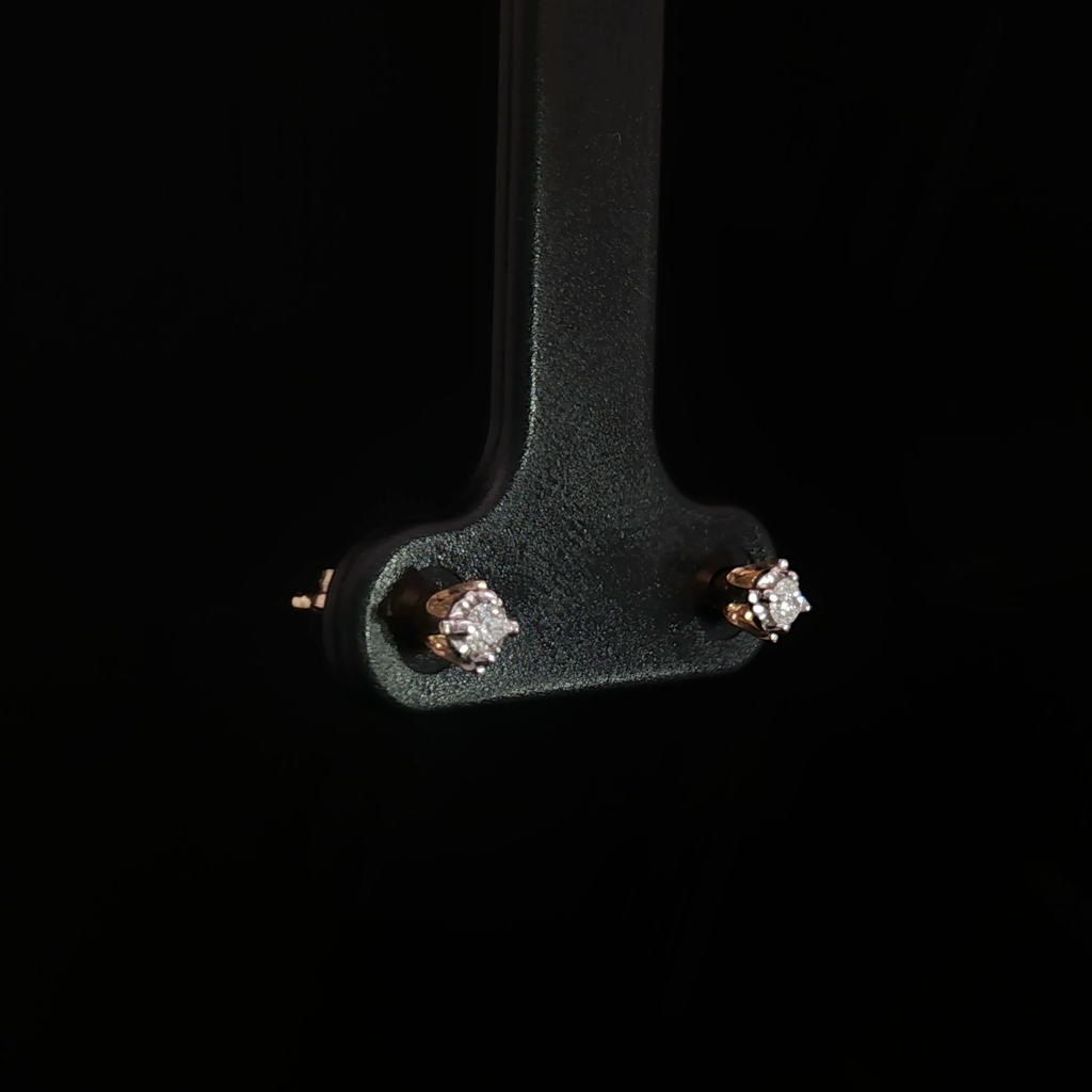 14k Yellow Gold Brilliant Cut Natural Diamond Stud Earrings 3mm