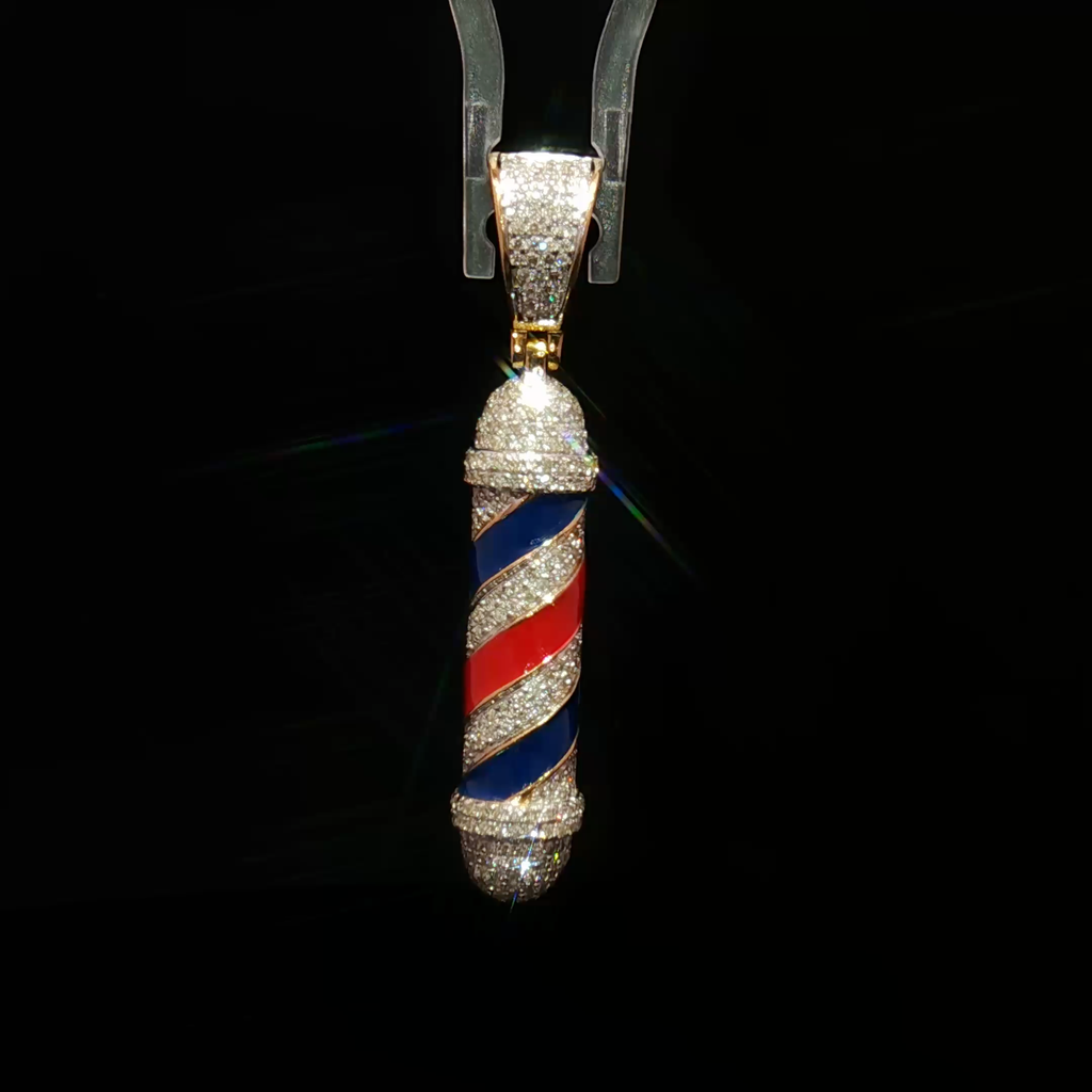 10K Diamond Barber Pole Pendant