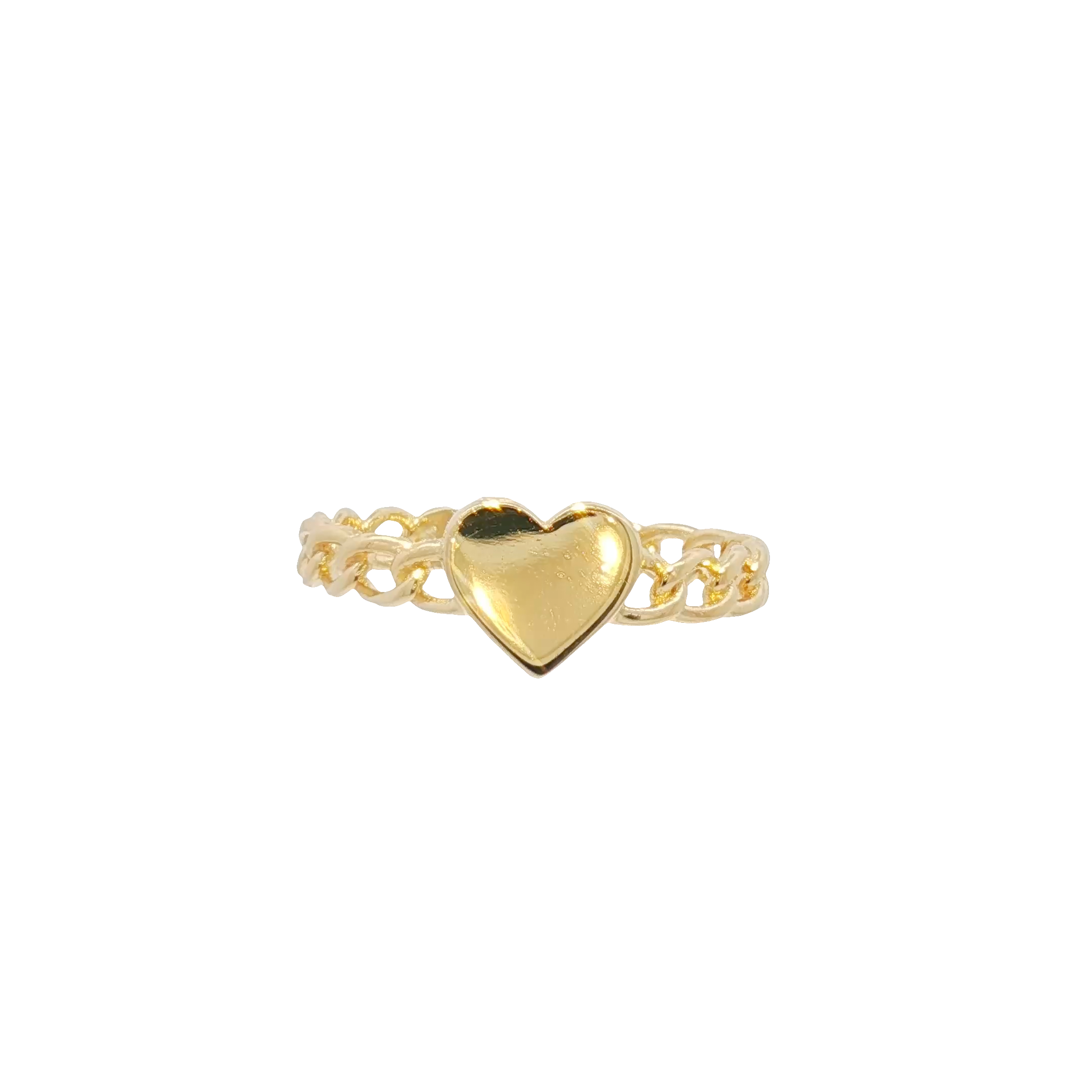 14K Heart Cuban Link Ring