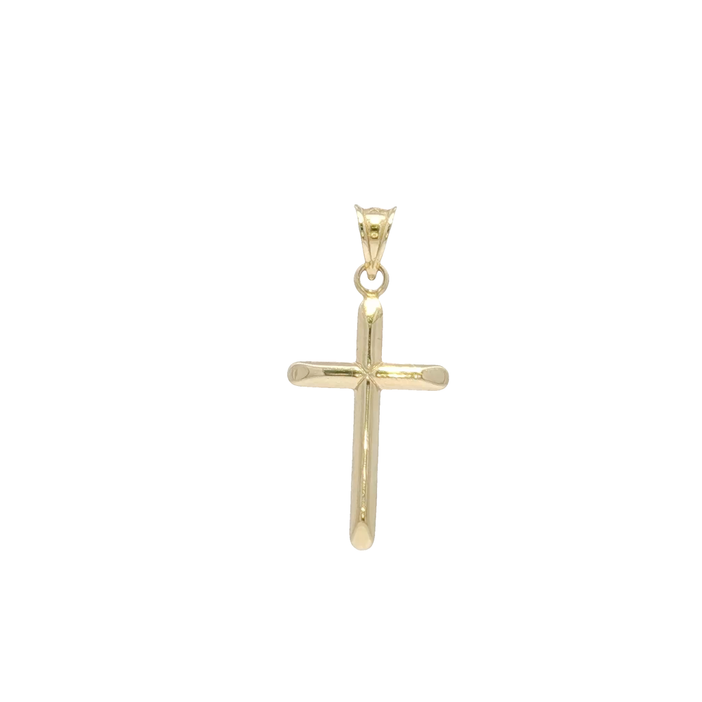 14K Classic Push End Yellow Gold Cross Pendant small