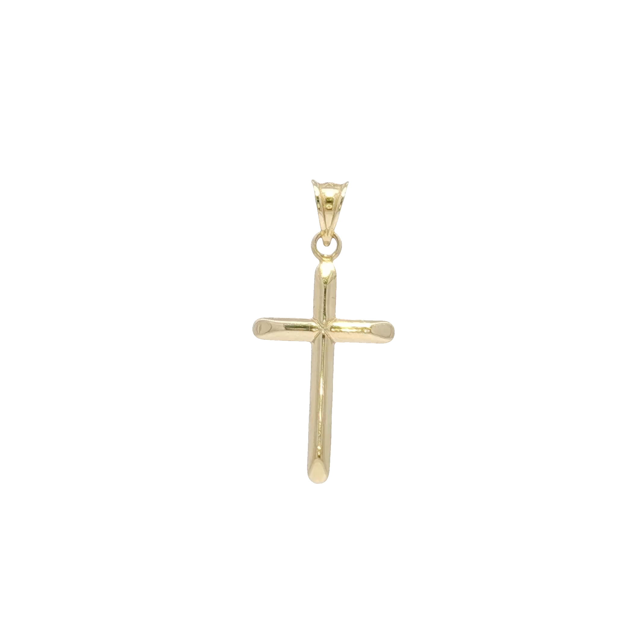 14K Classic Push End Yellow Gold Cross Pendant small