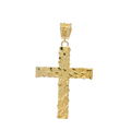 14K Yellow Gold Nugget Cross Pendant with Round Cut CZ