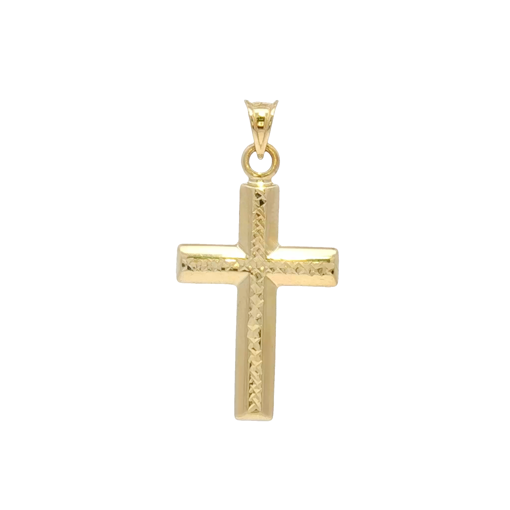 Engraved Yellow Gold Cross Pendant