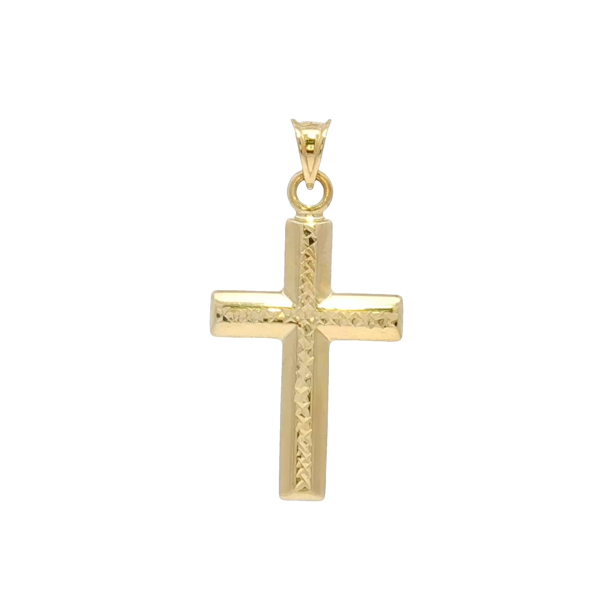 Engraved Yellow Gold Cross Pendant