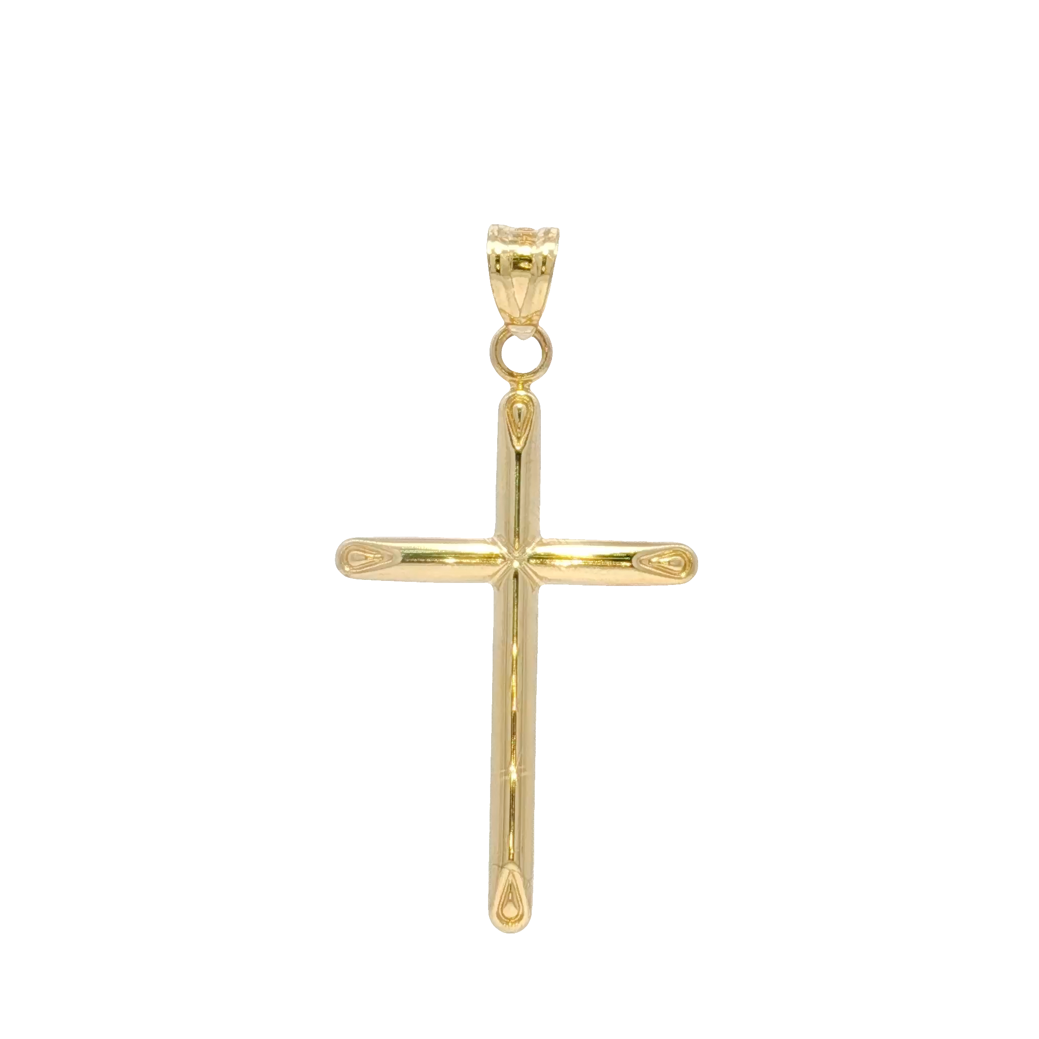 14K Classic Push End Yellow Gold Cross Pendant